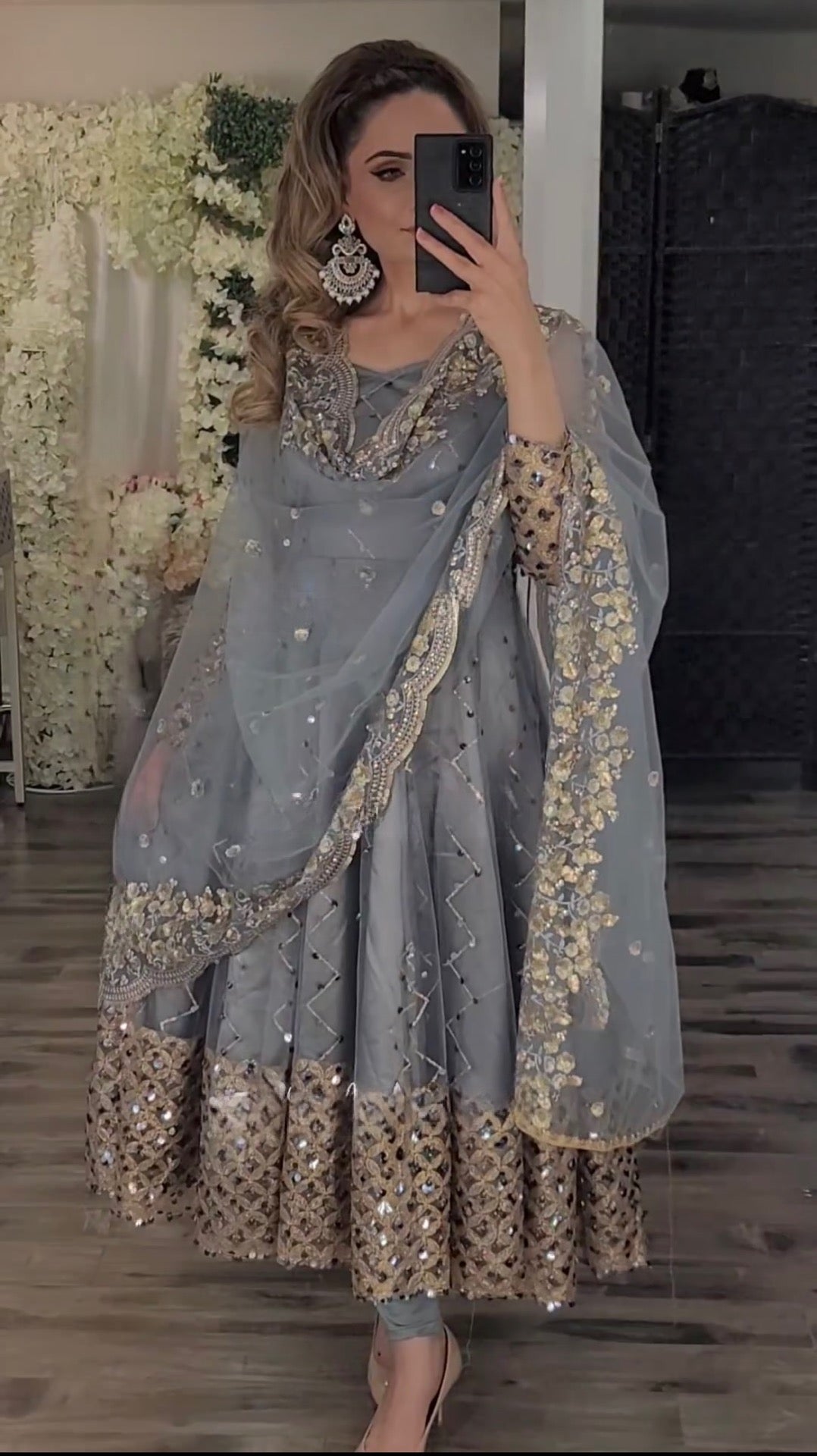 Classic Georgette Anarkali Gown with Intricate Details