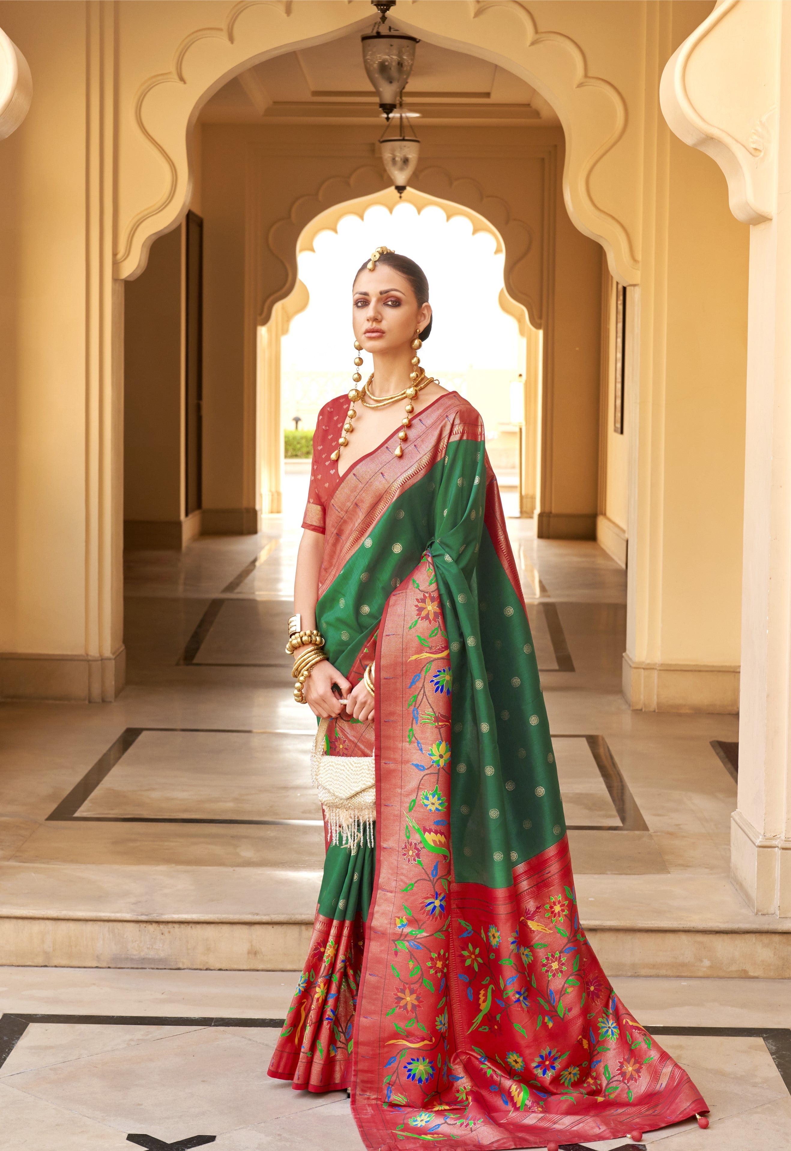 Green Paithini Design Silk Saree with Blouse