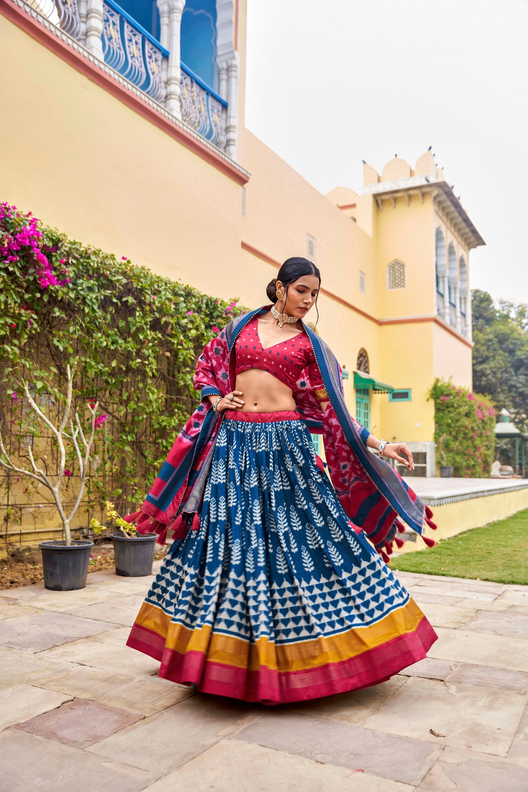 Printed Silk Designer Lehenga Choli, Full Stitched Weddig Outfits