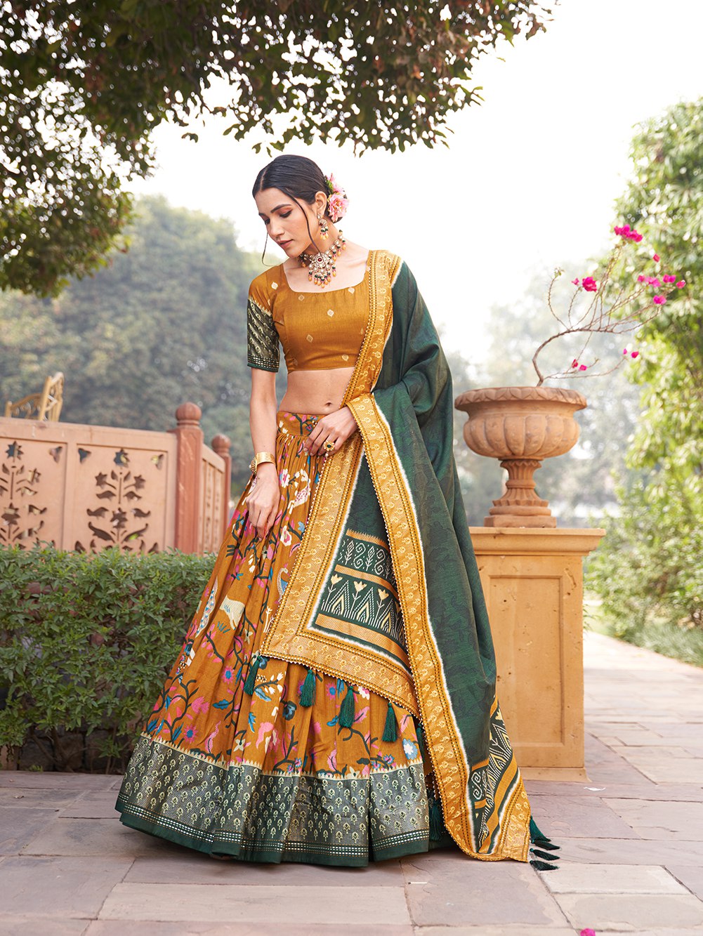 Minakari With Foil Printed Partywear Lehenga, Indian Wedding Wear