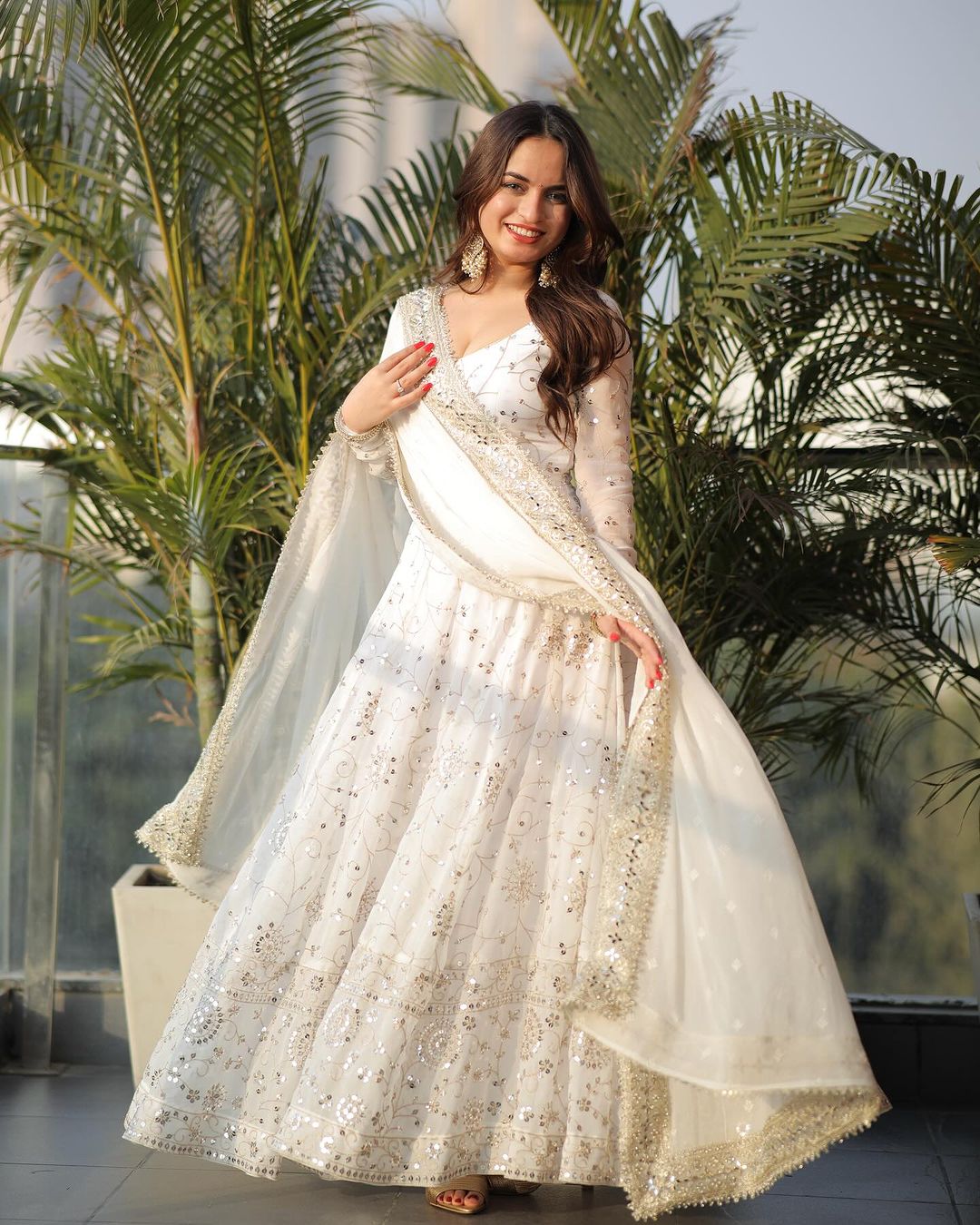 Heavy Faux Georgette Straight Wedding Anarkali Gown