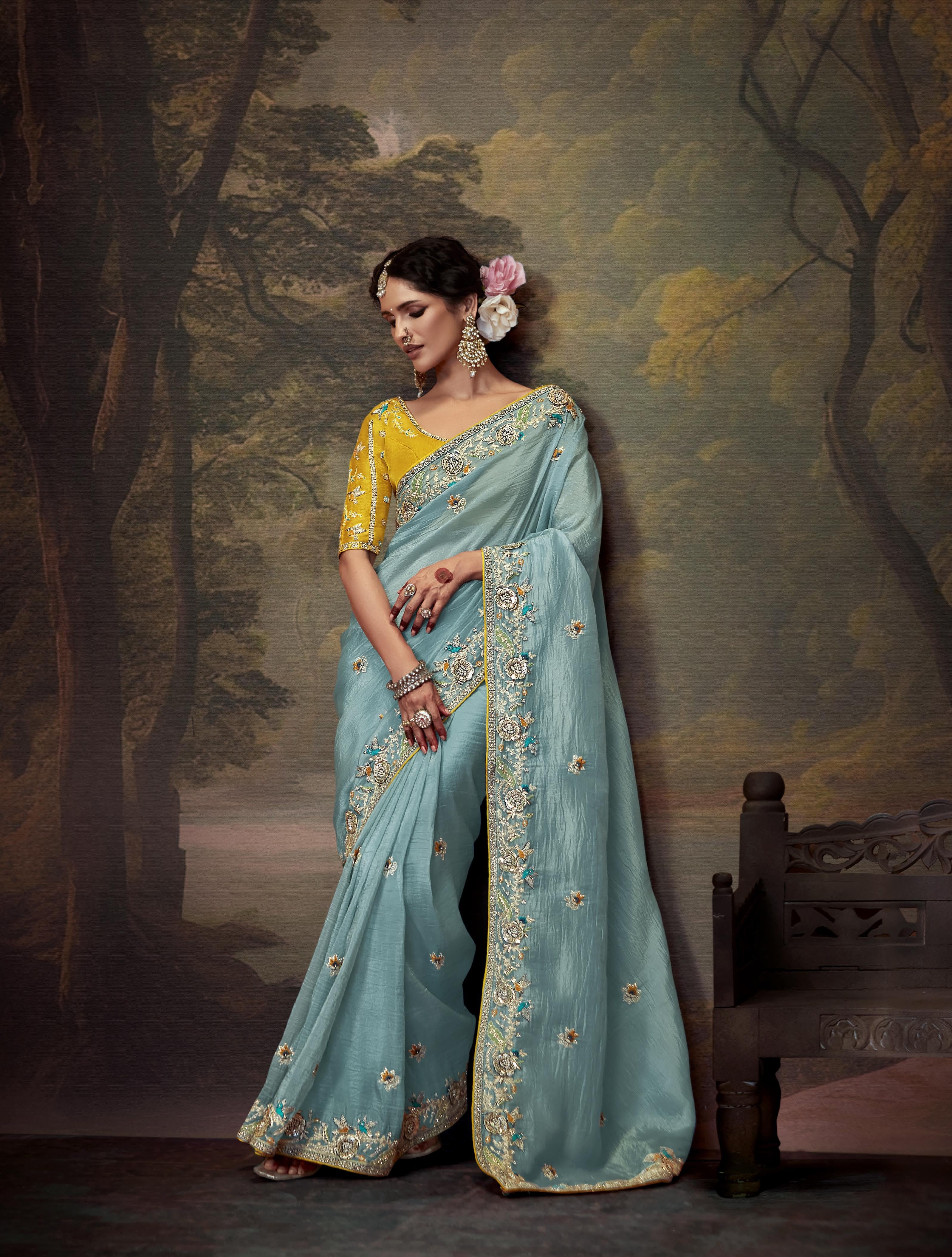 Soft Silk with Embroidery Work Designers Saree