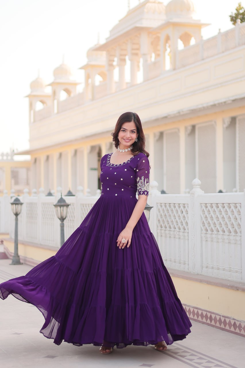 Zari, and Sequins Work Anarkali Suit