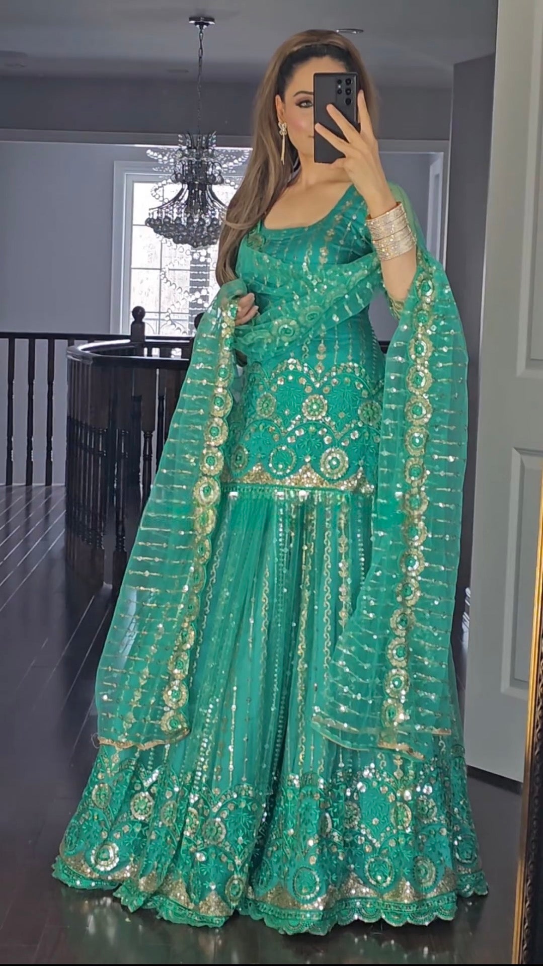 Green Suit with Lehenga For Wedding Occasion