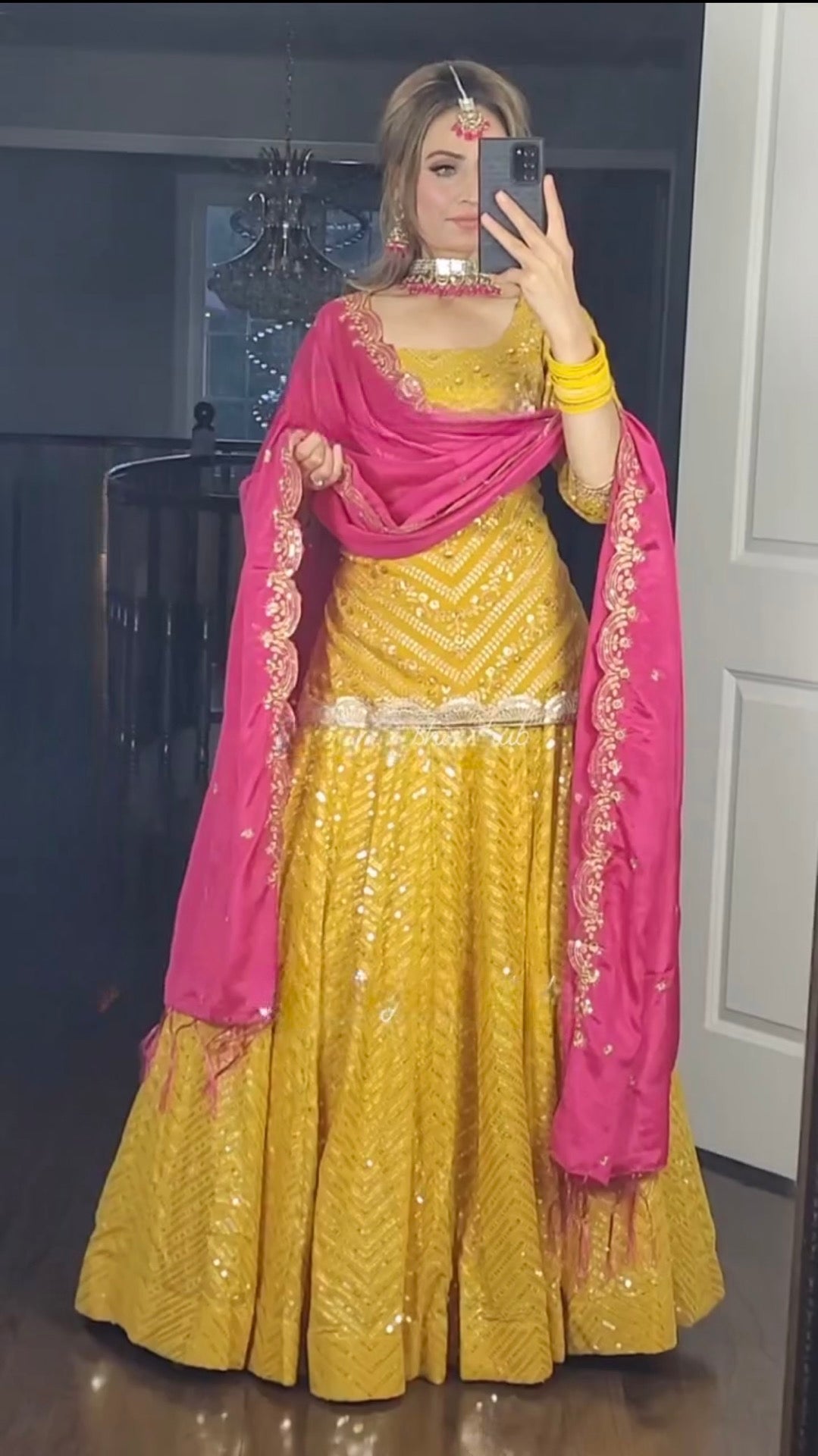 Yellow Wedding Suit with Lehenga for Women