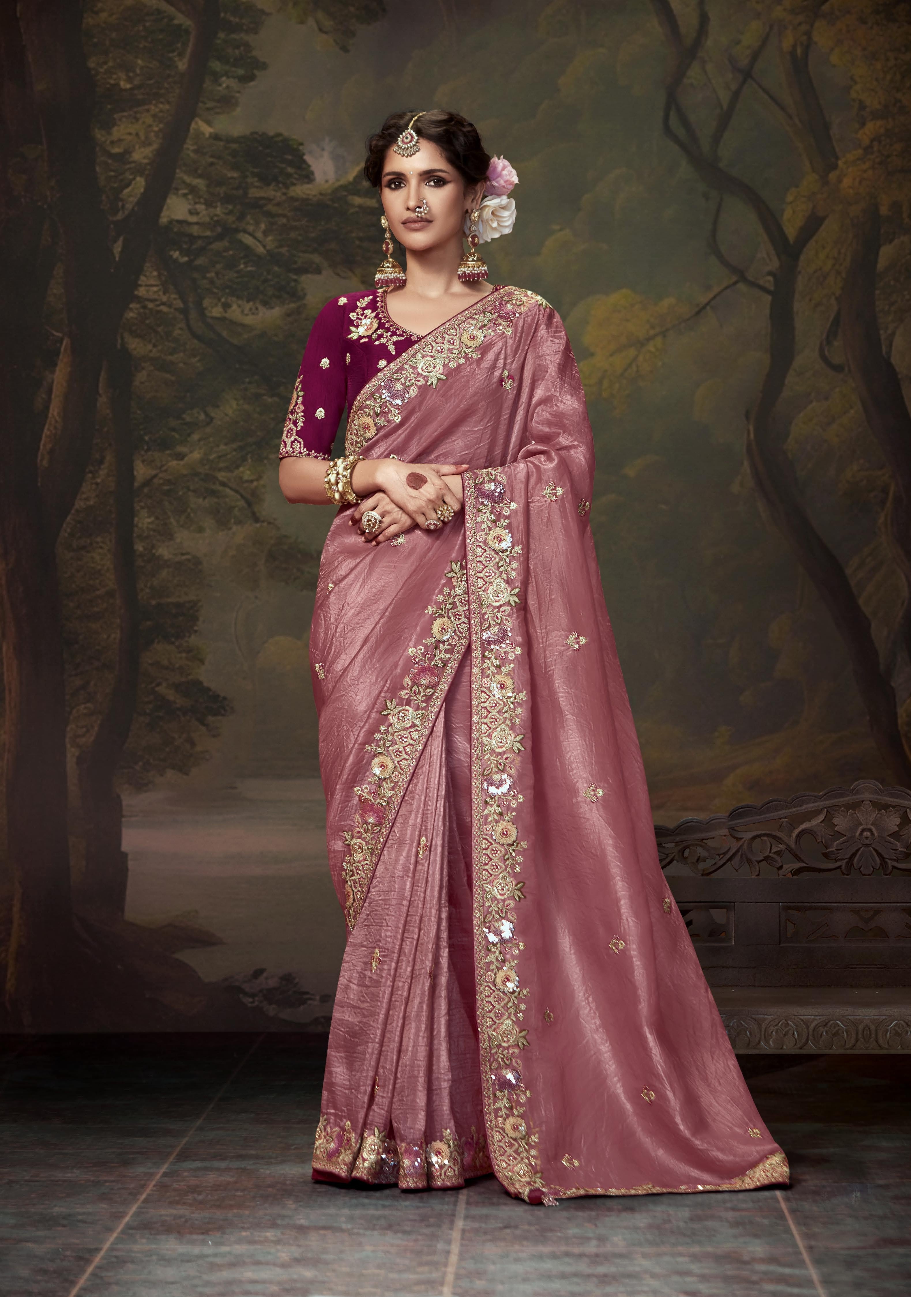 Latest Designer Vichitra Soft Silk Saree