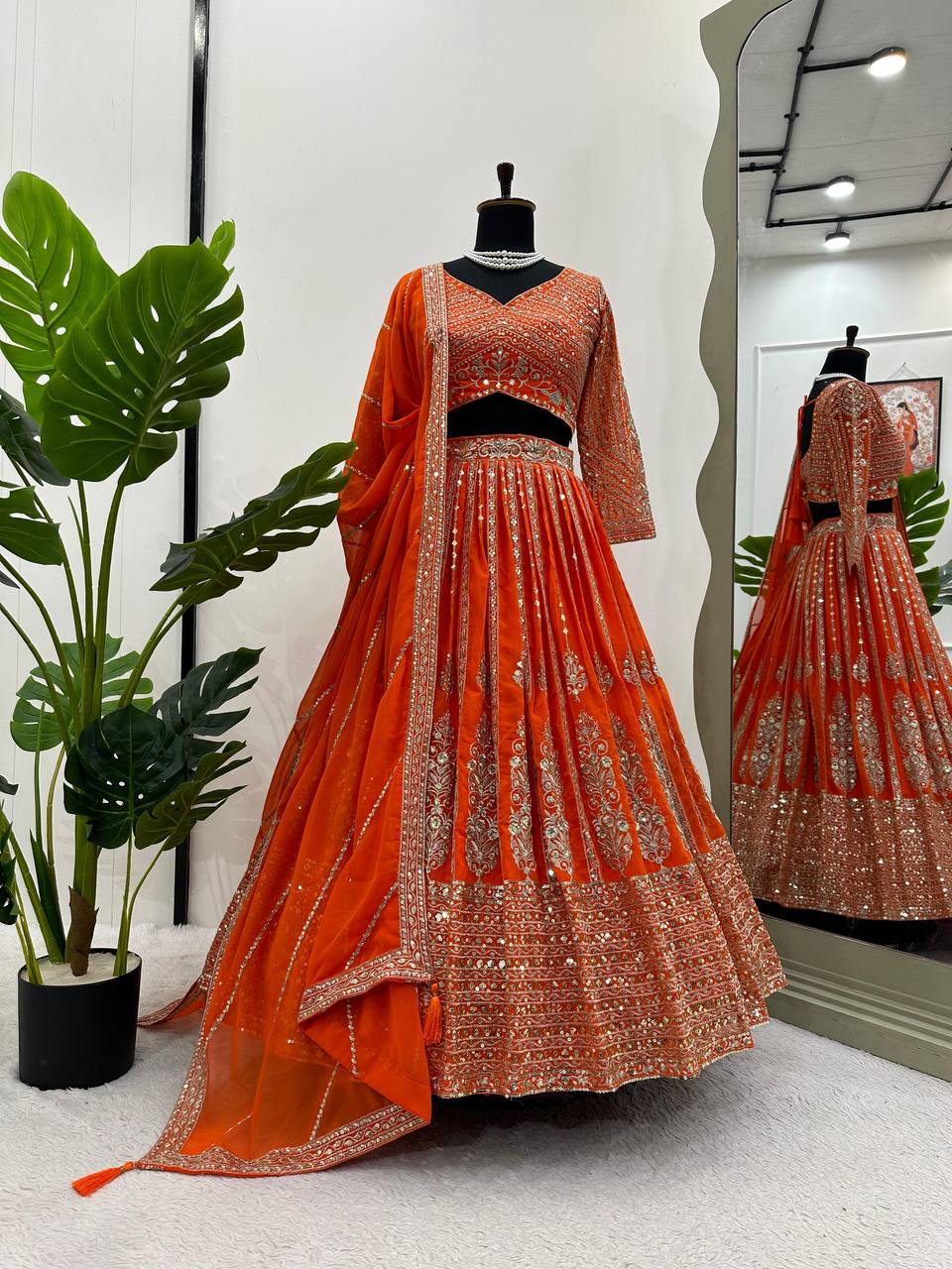 Faux Georgette Lehenga Choli for Wedding Outfit