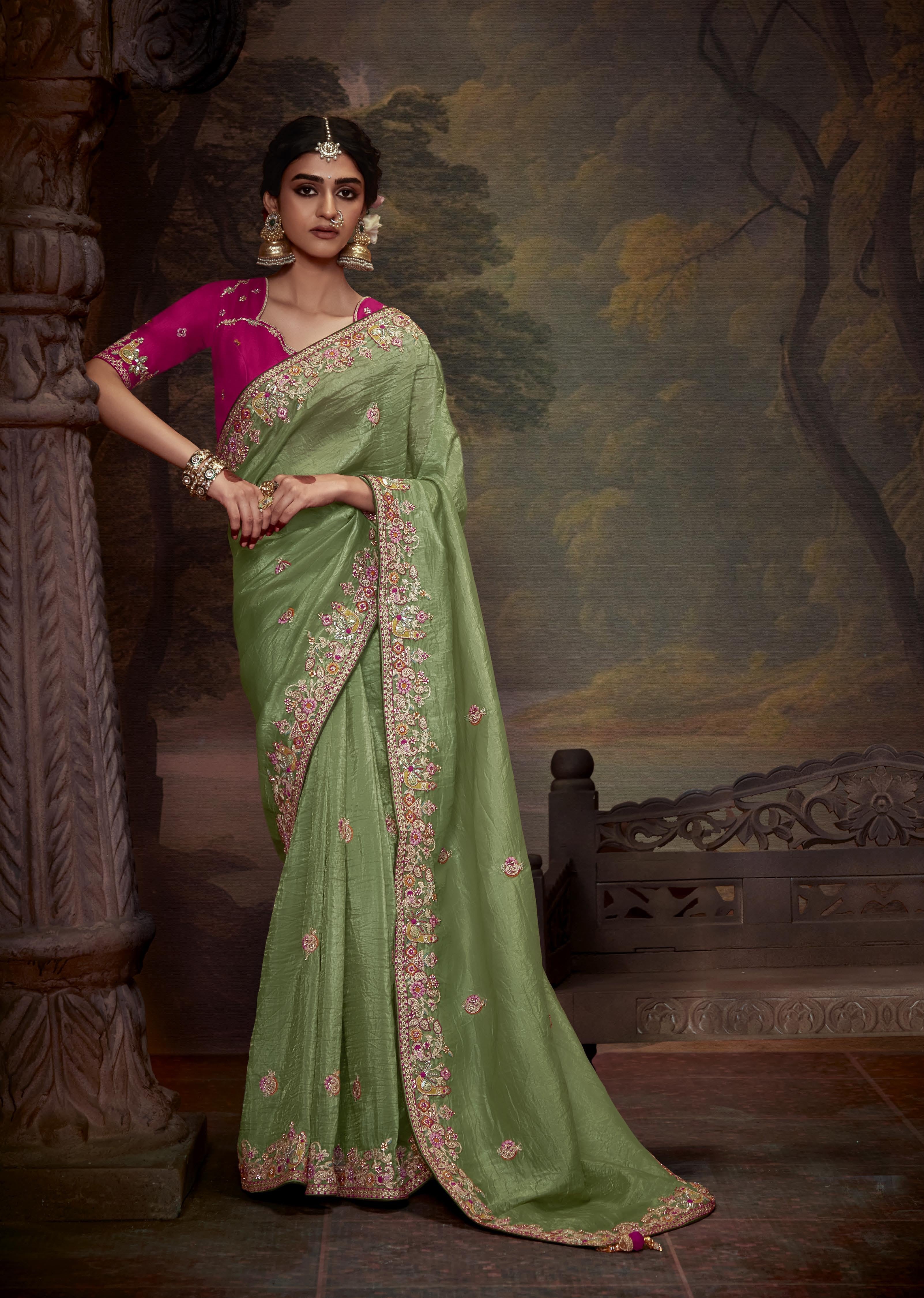 Wedding Women Vichitra Soft Silk Saree for Women