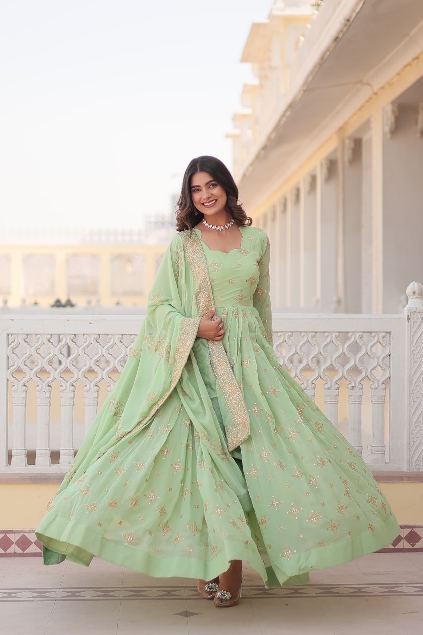 Georgette with Zari Sequins Embroidery Anarkali Suit