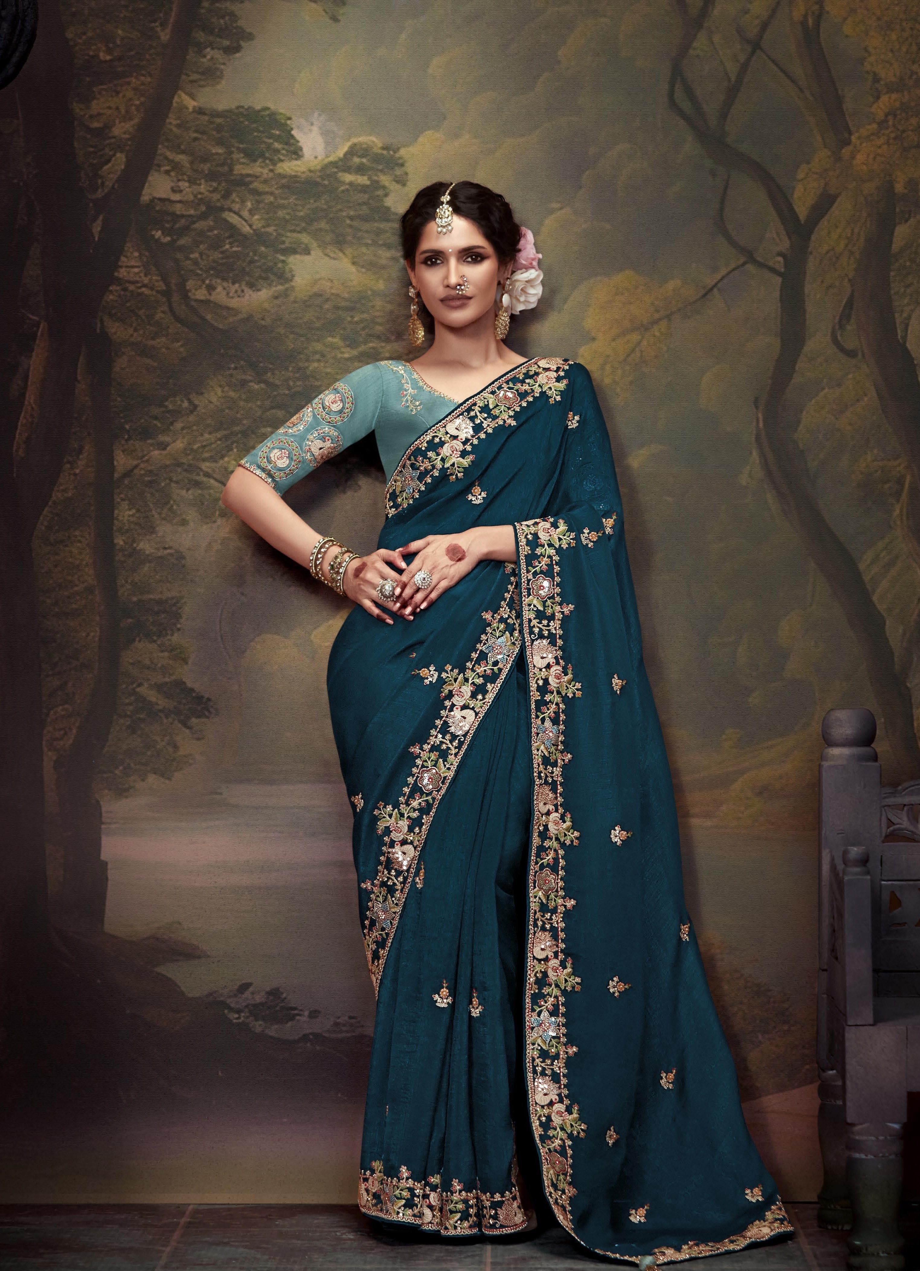 Soft Silk Saree with Embroidery Work Blouse