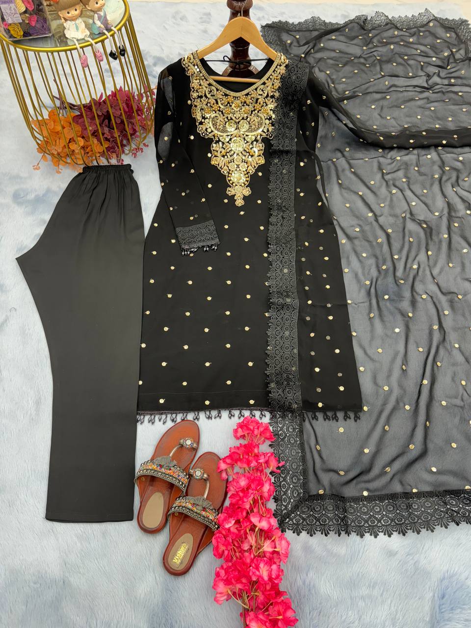 Black Heavy Faux Georgette Salwar Suit