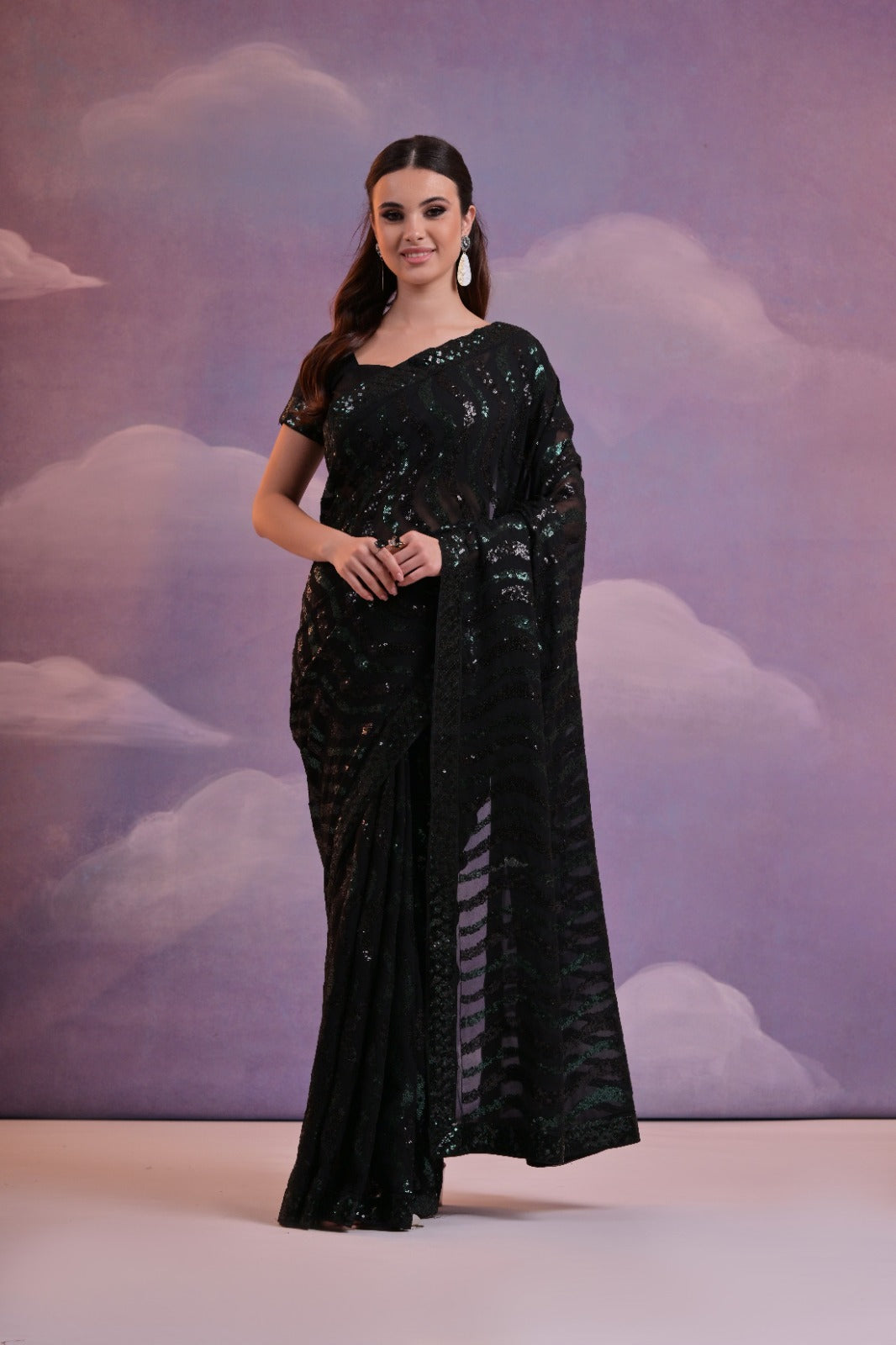 Stunning Heavy Georgette Saree with Luxurious Satin Banglori Blouse