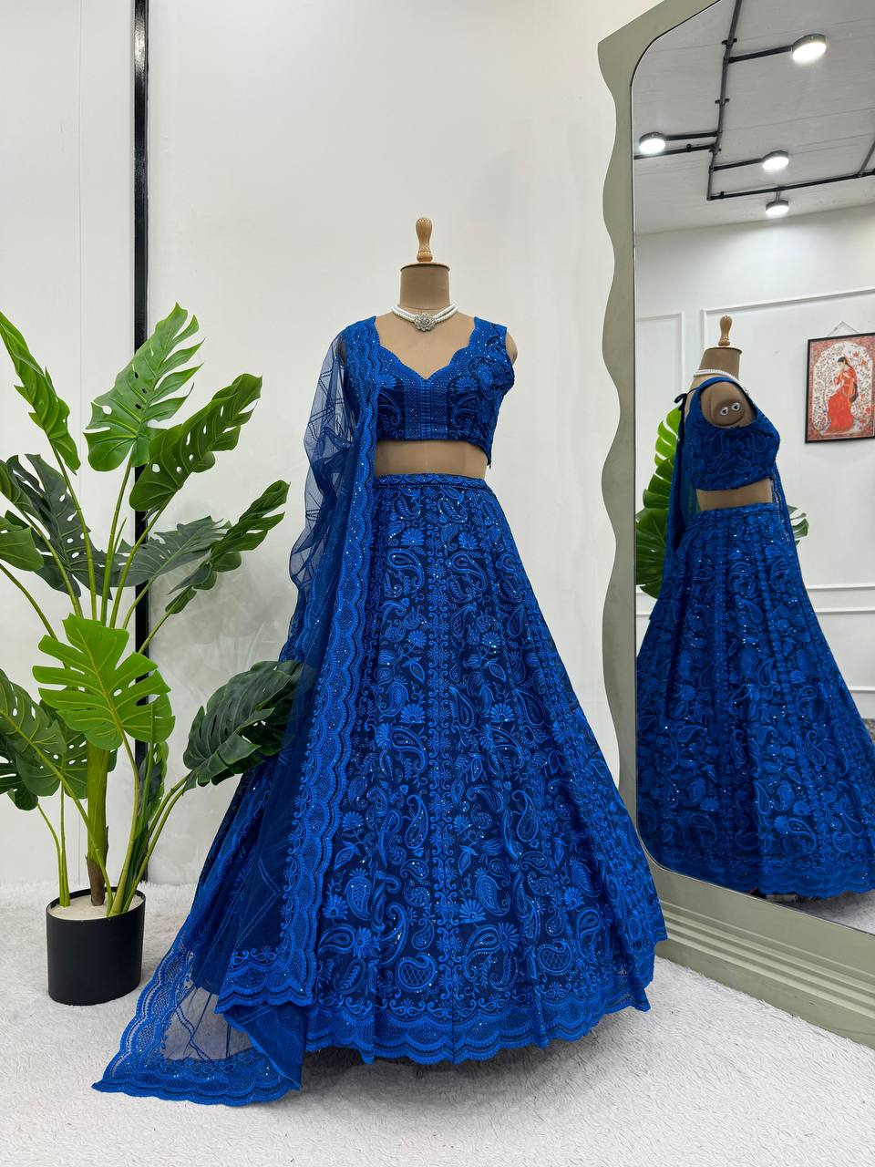 Gorgeous Foux Georgette Blue Lehenga Choli