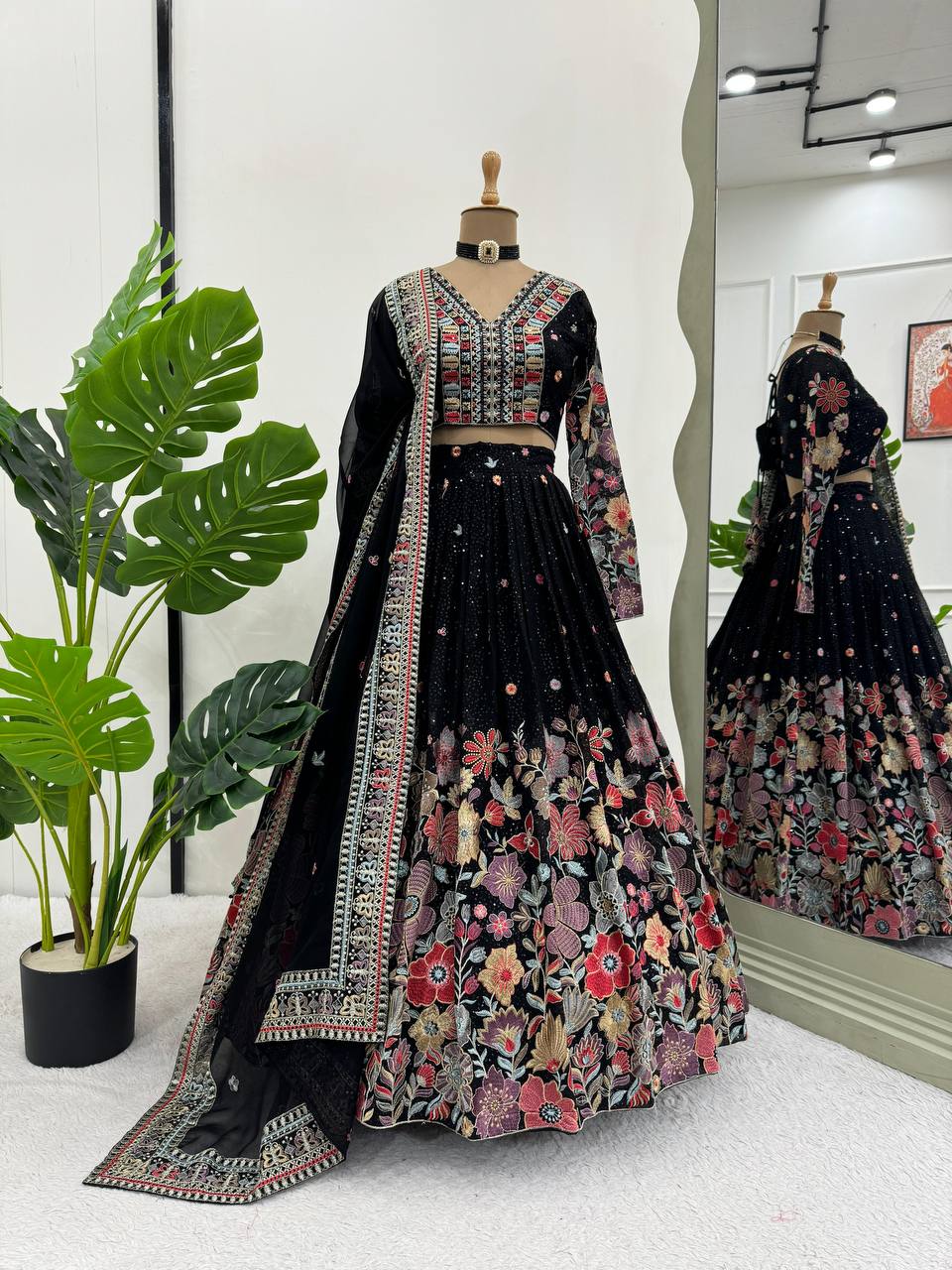 Latest Women Design Georgette Sequins Lehenga Choli Set