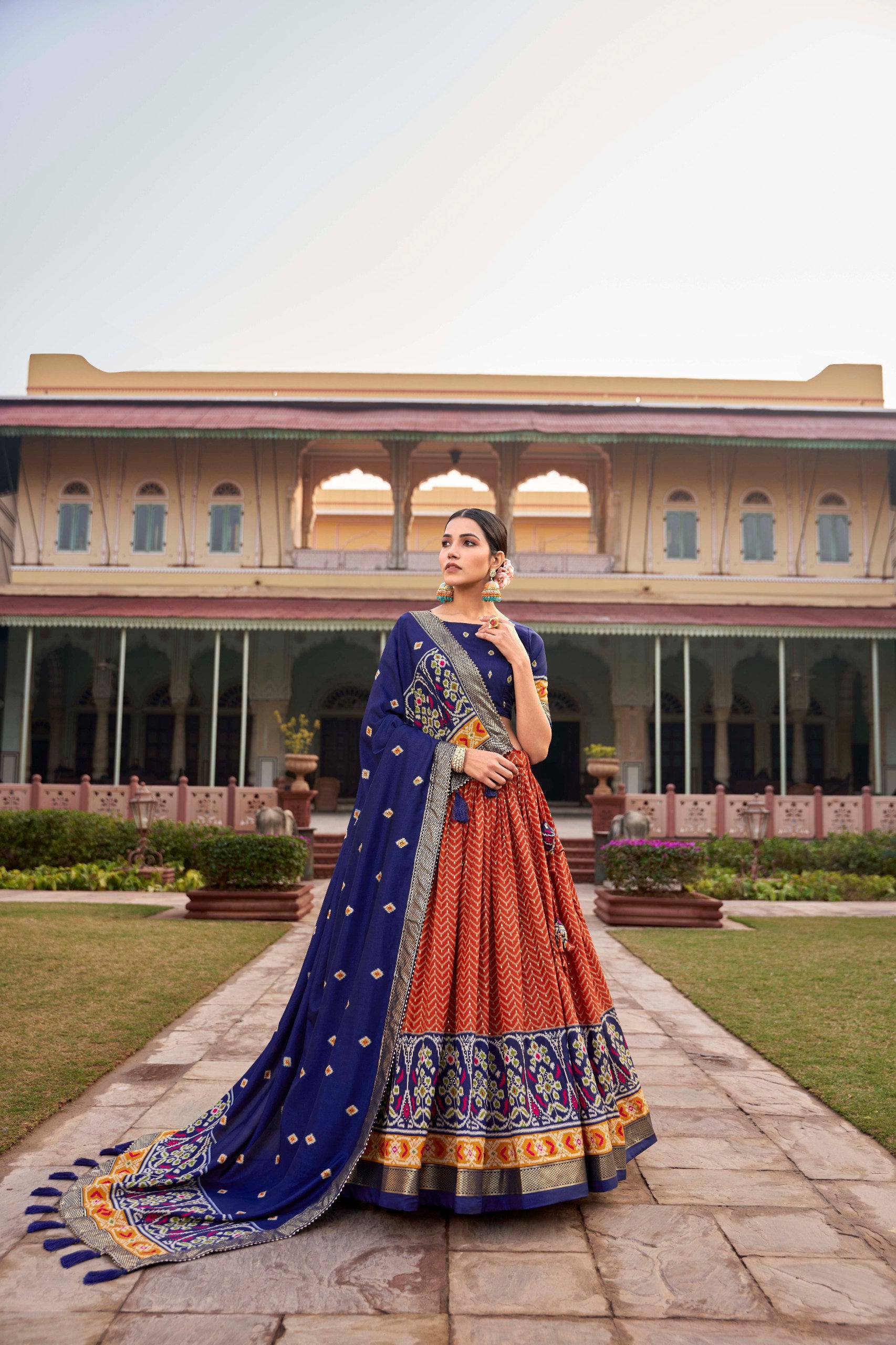 Patola Print Tussar Silk Lehenga Choli for Women