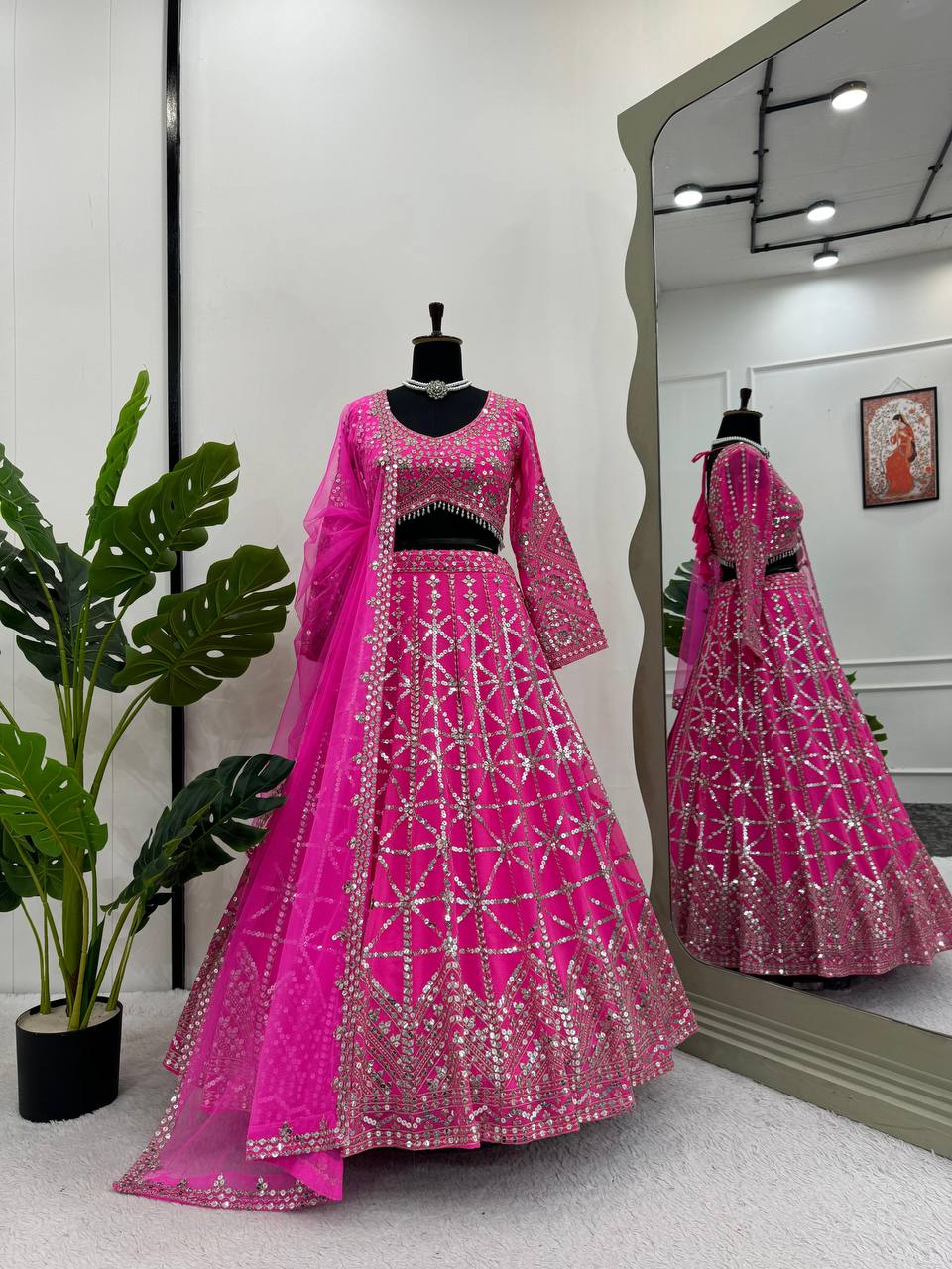 Pink Foux Georgette Lehenga Choli for Girl