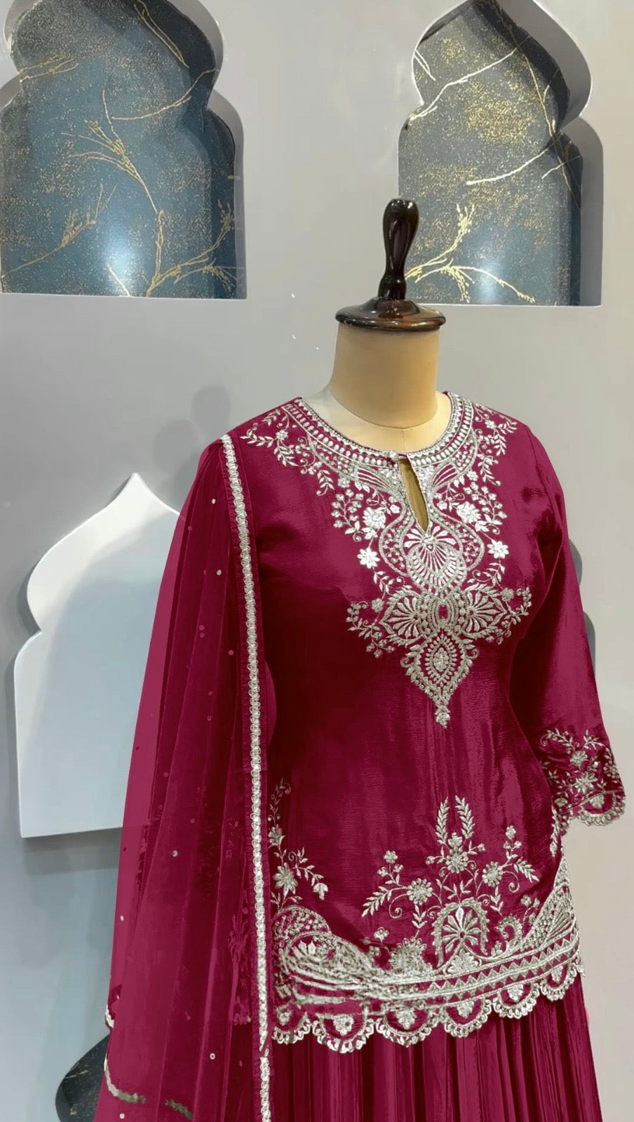 Heavy Pure Chinon Silk Pakistani Sharara Set