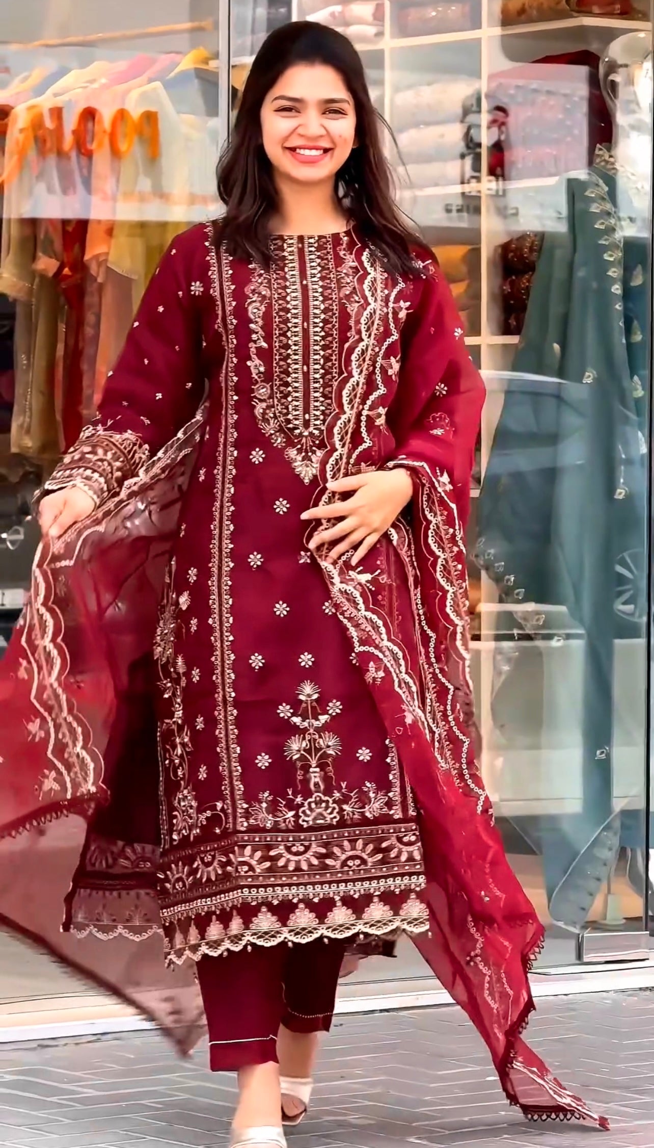 Heavy Pure Organza Red Salwar Kameez for Women