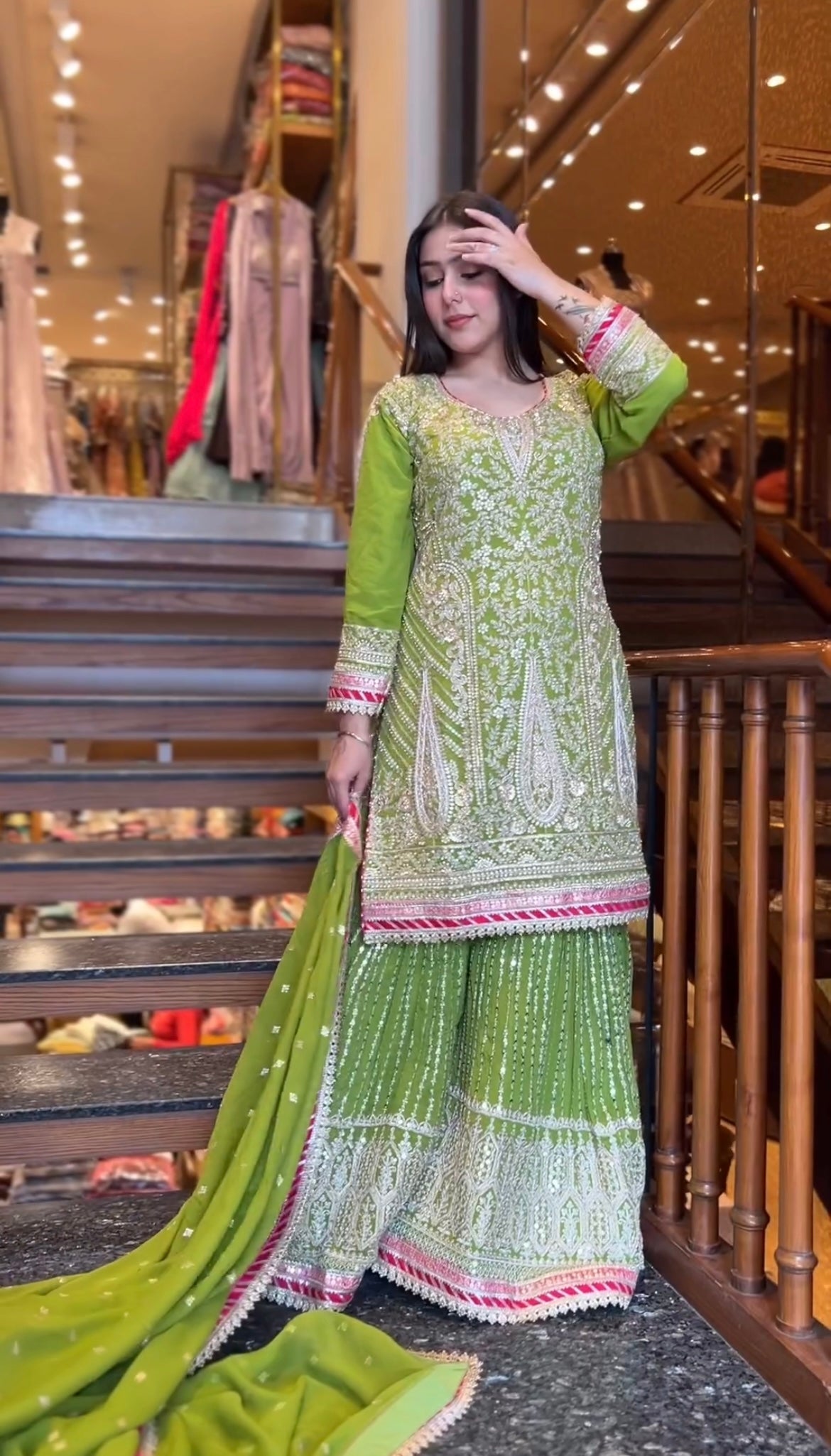 Exquisite Heavy Faux Georgette Sharara Suit with Sequence Embroidery