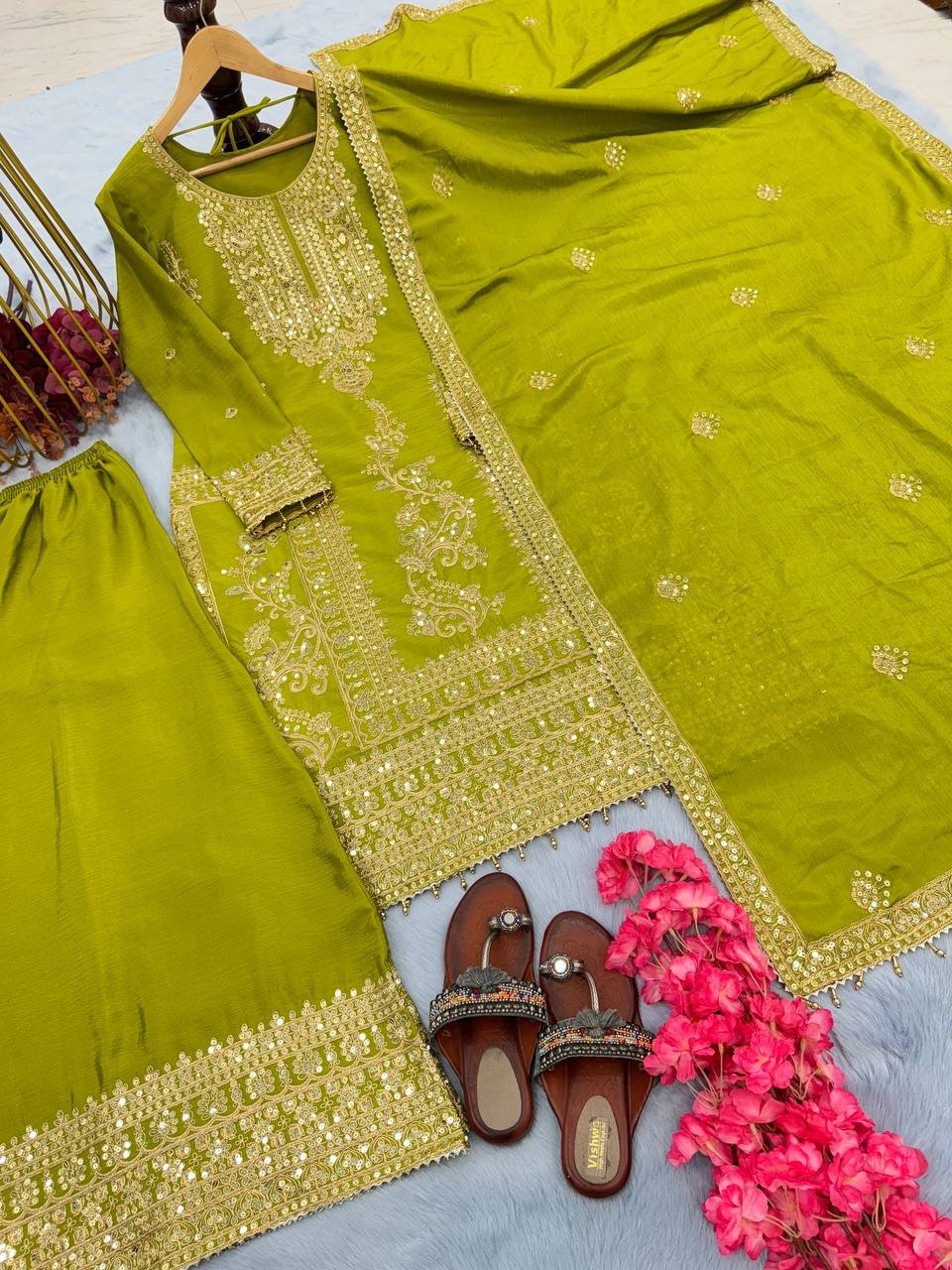 Designer Silk Embroidered Salwar Suit For Women