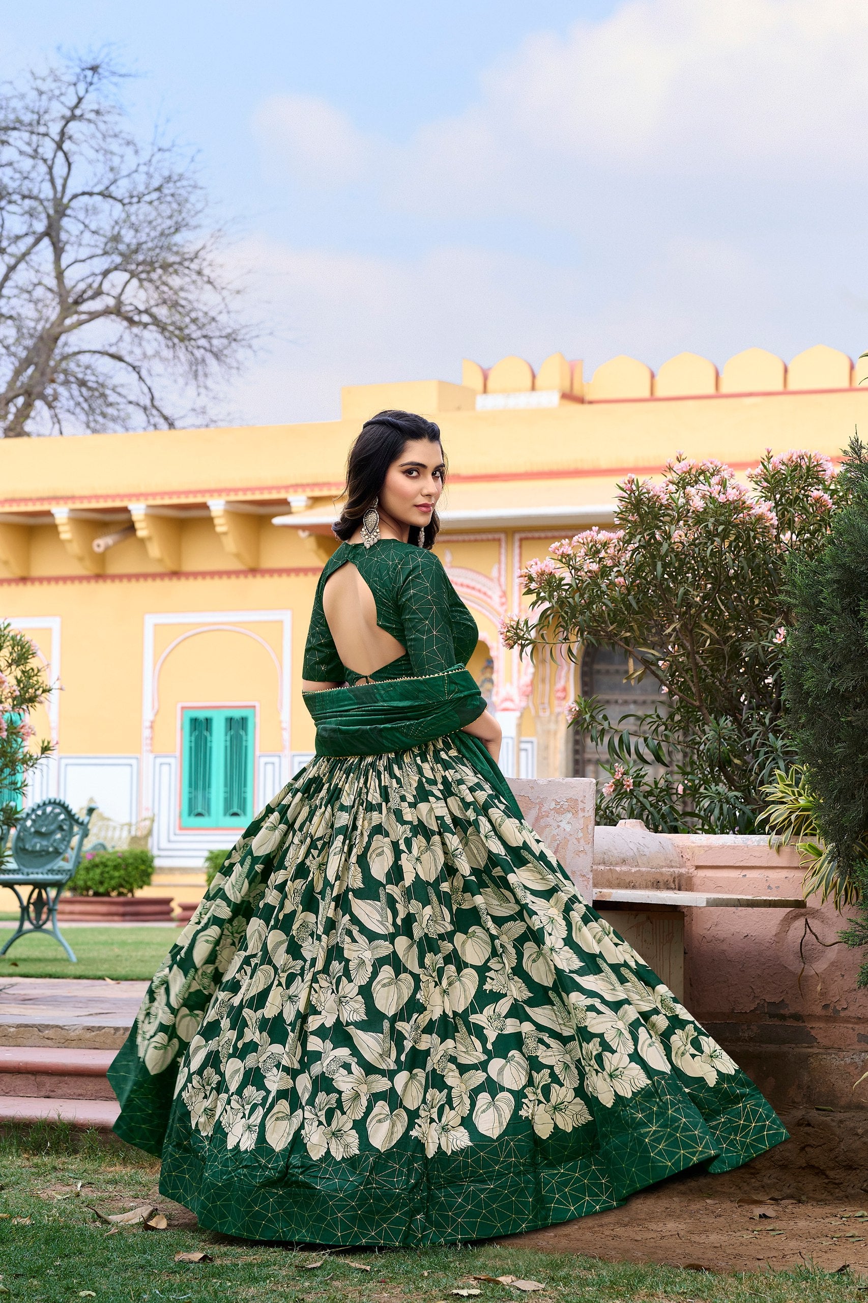 Floral Printed Partywear Lehenga Choli With Dupatta, Function Outfits