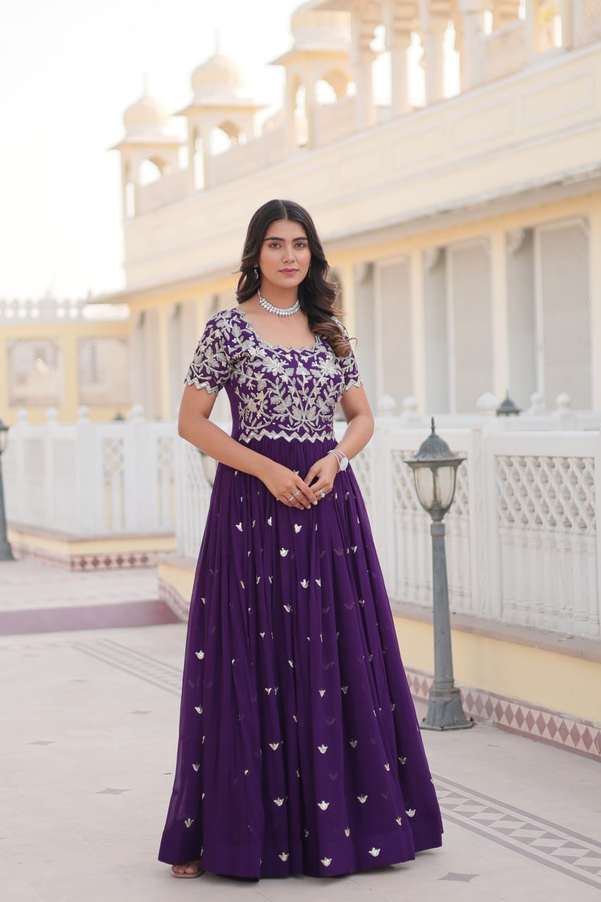 Purple Anarkali Gown for Wedding