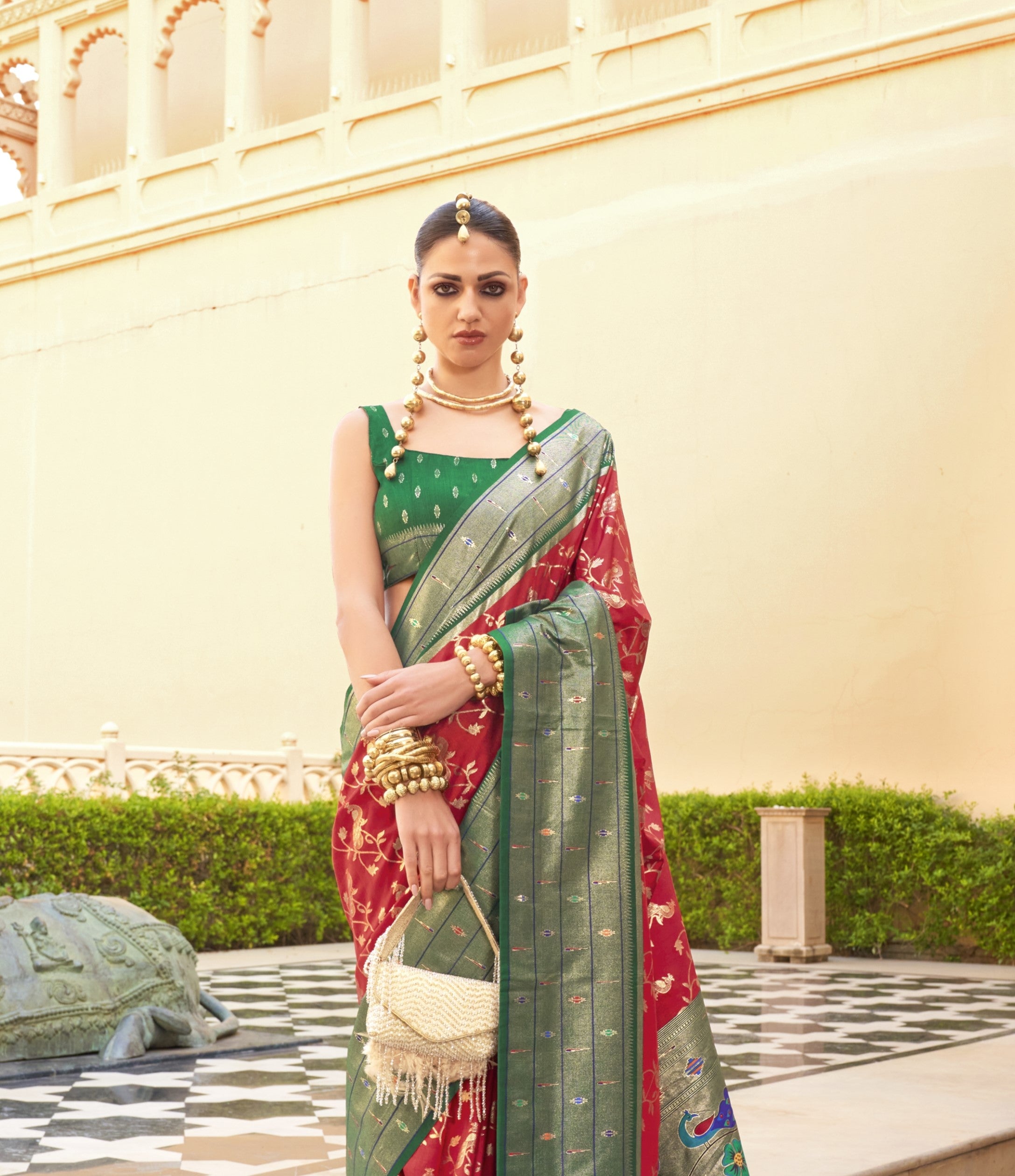 Silk With Paithini Design Flower Printed Saree with Blouse