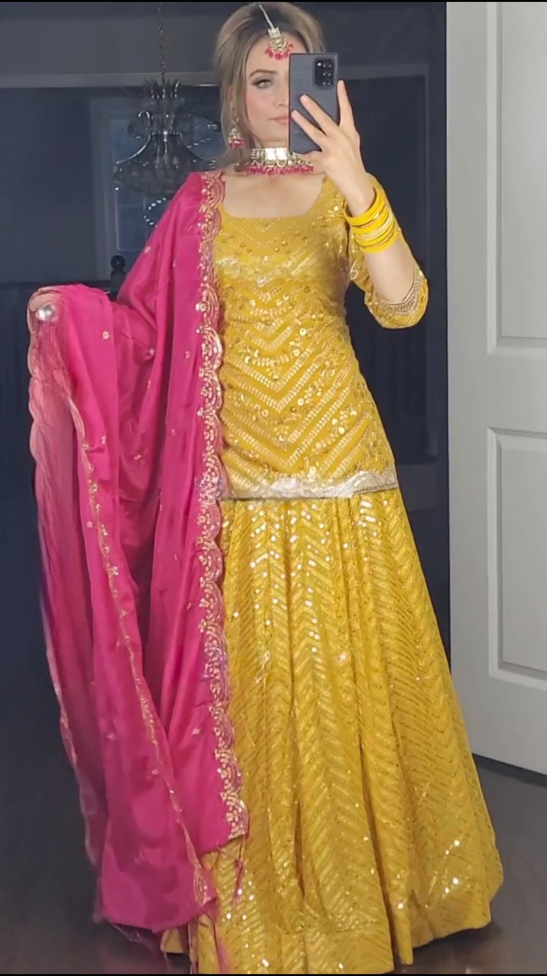 Yellow Wedding Suit with Lehenga for Women