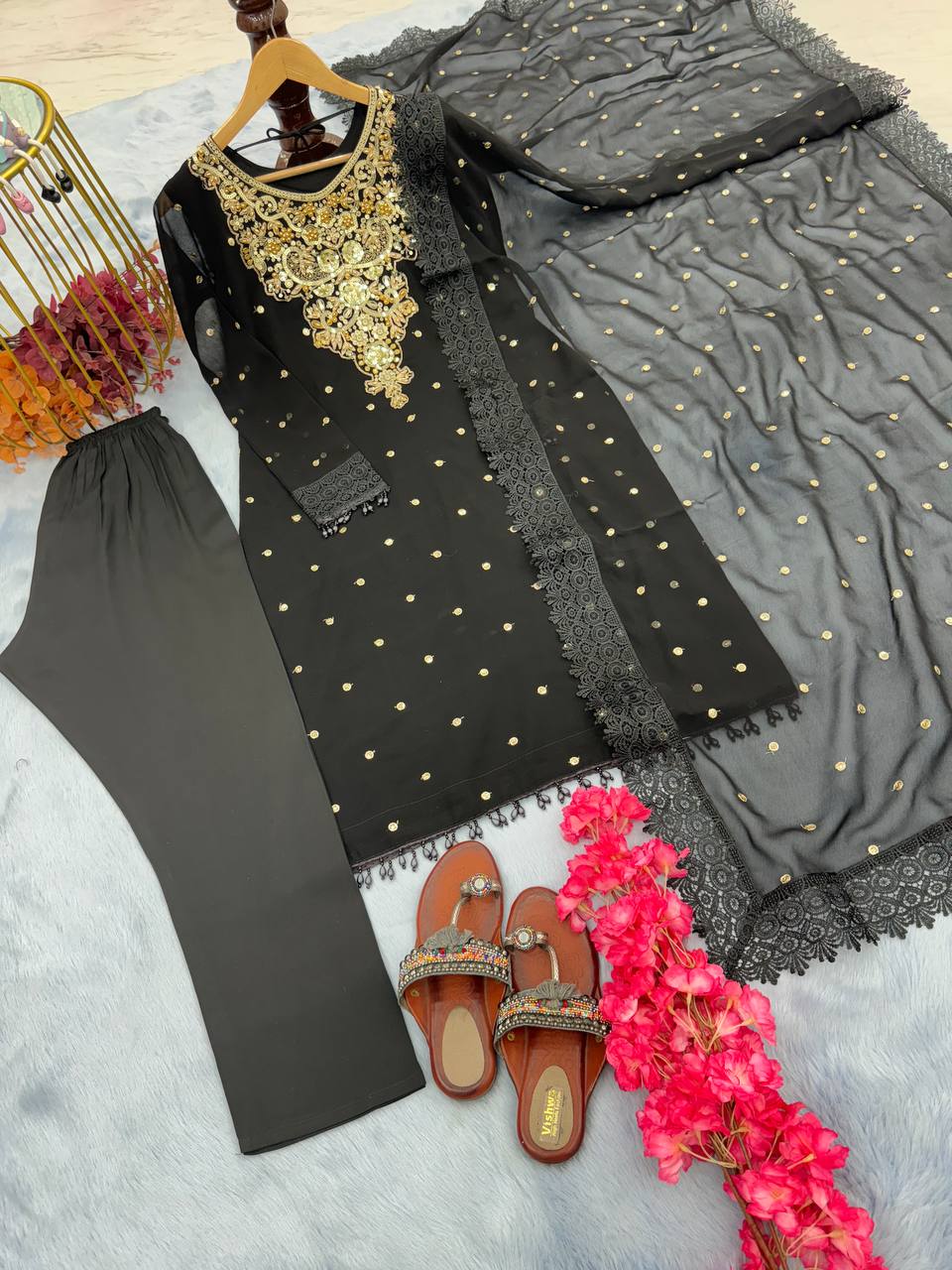 Black Heavy Faux Georgette Salwar Suit