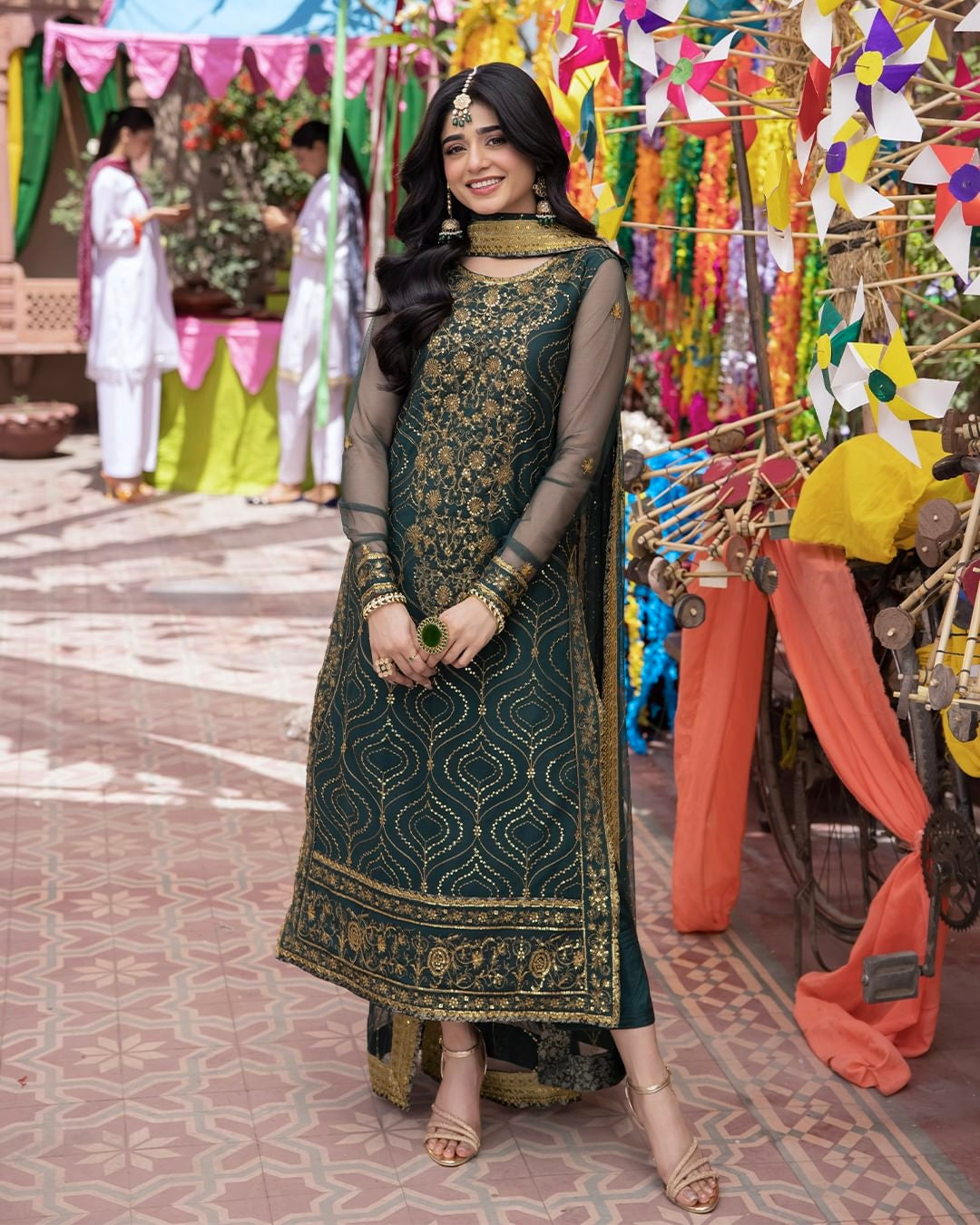 Indian Wedding Women Mehndi function Georgette Salwar Kameez