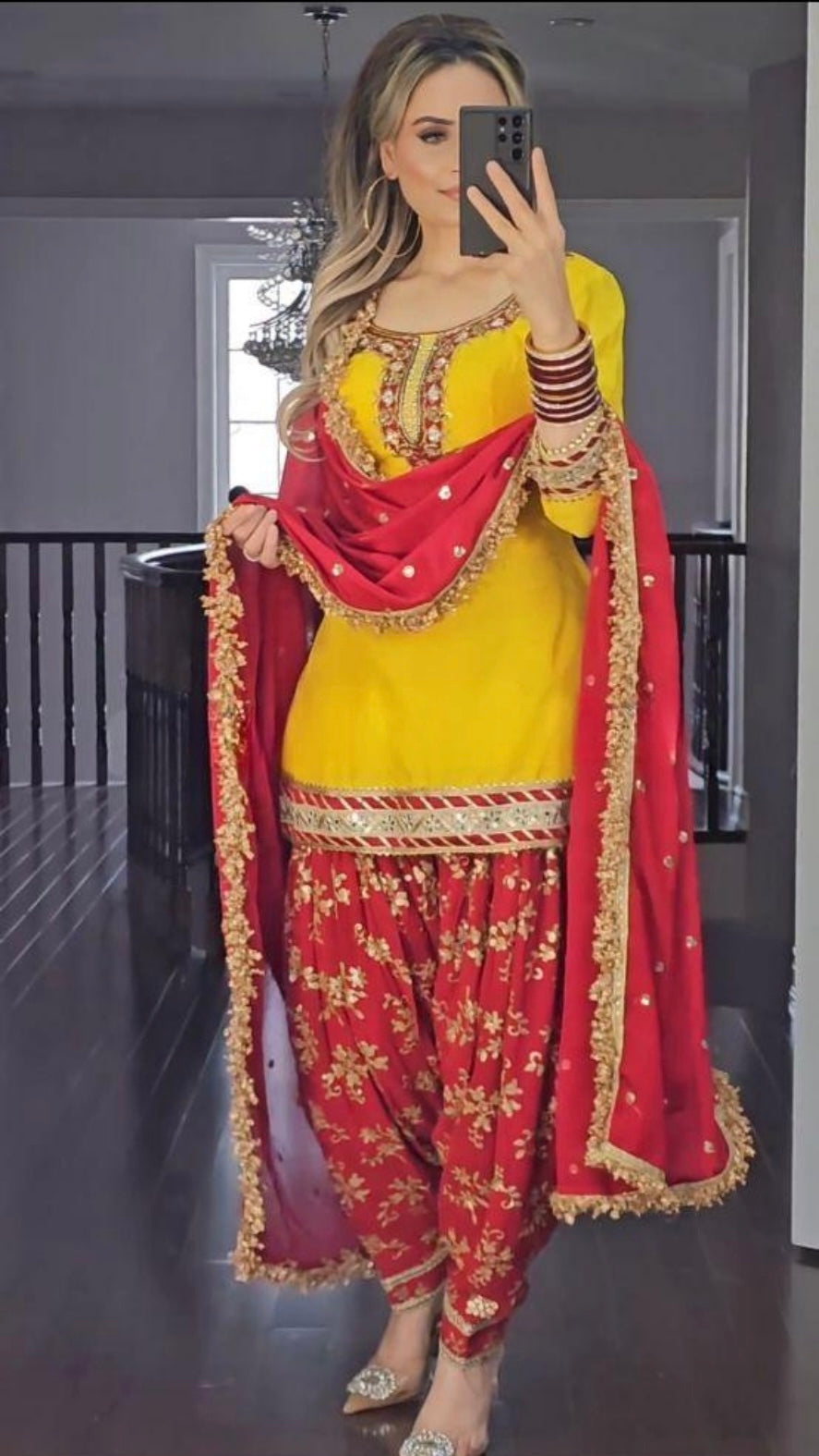 Yellow Salwar Dhoti Kameez for Punjabi Outfit