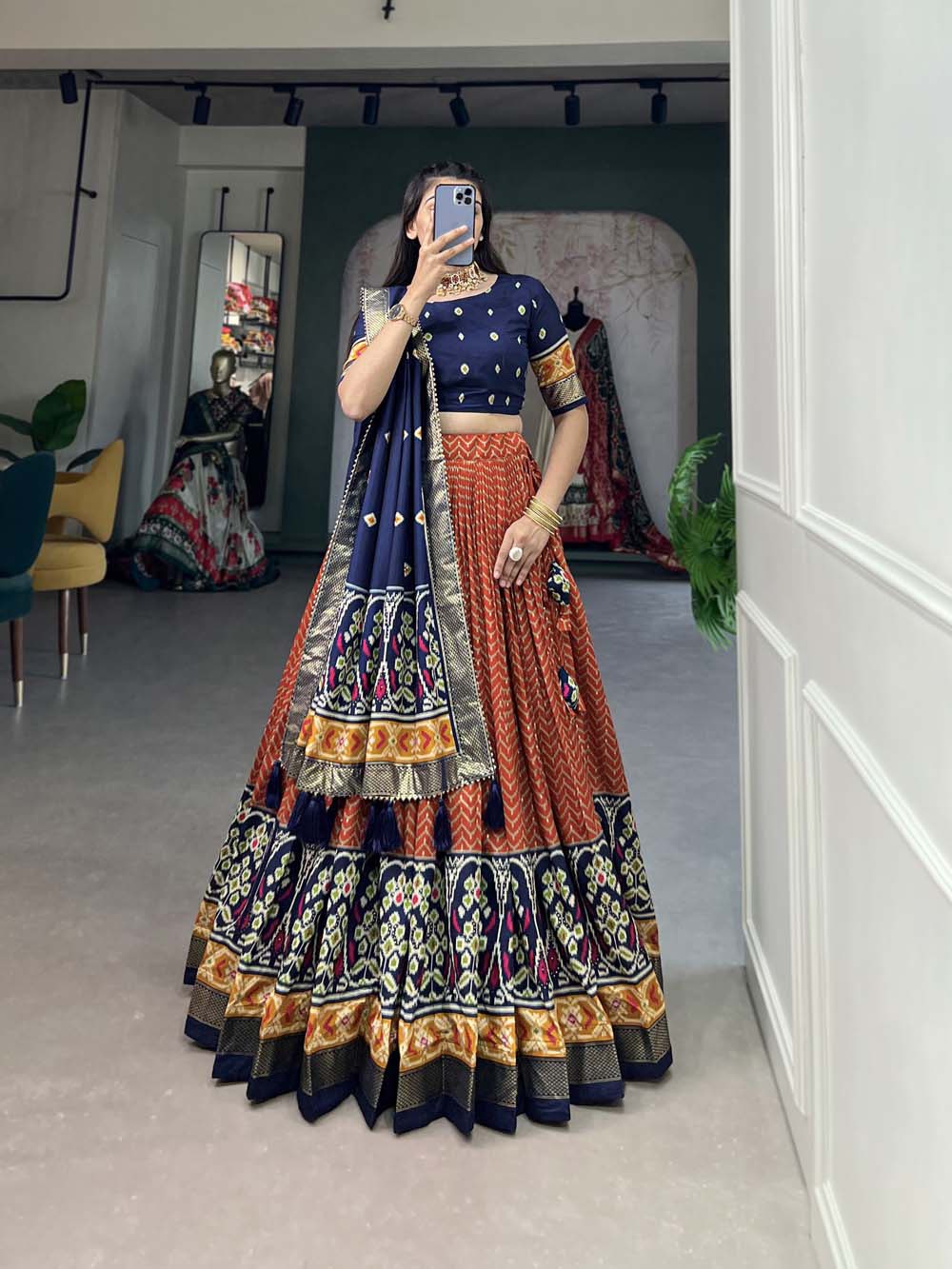 Tussar Silk Lehenga Choli for Navratri