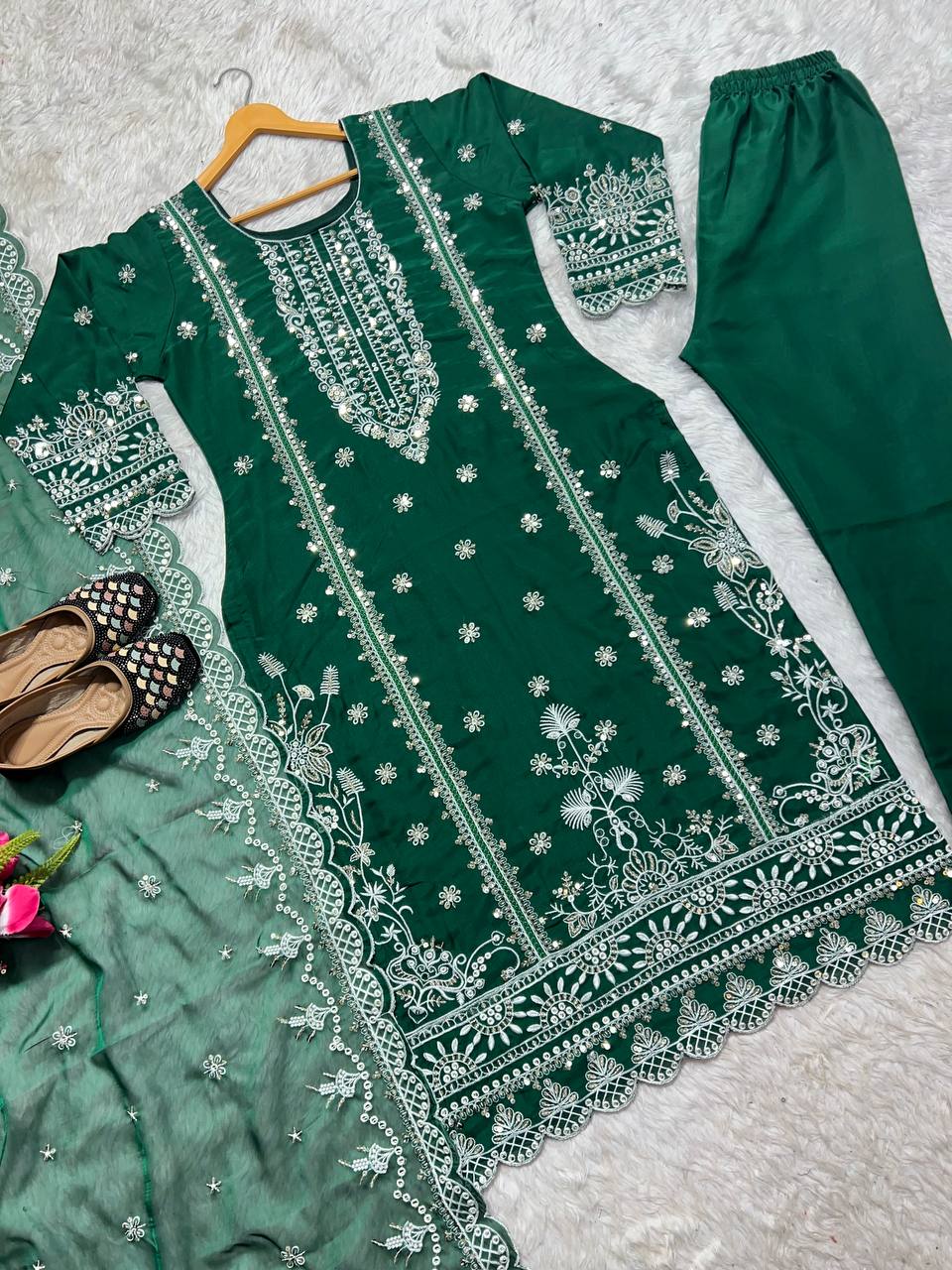 Pure Organza Salwar Kameez Embroidery work