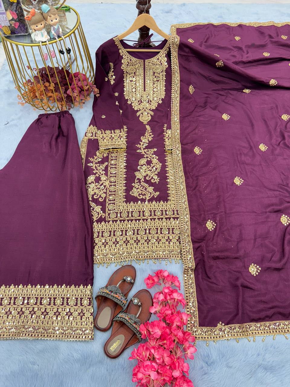 Designer Silk Embroidered Salwar Suit For Women