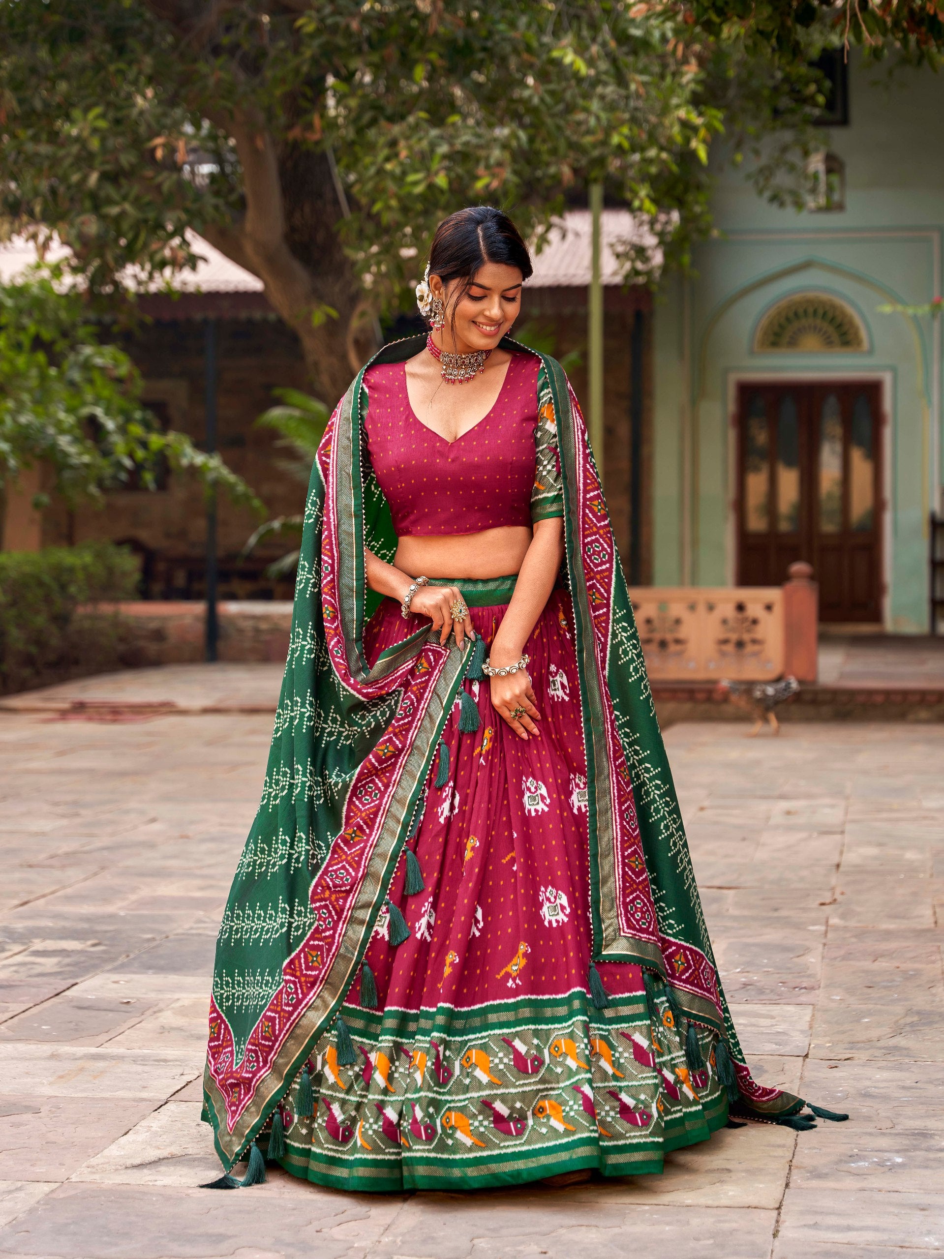 Readymade Silk Patola Work Lehenga Choli For Wedding