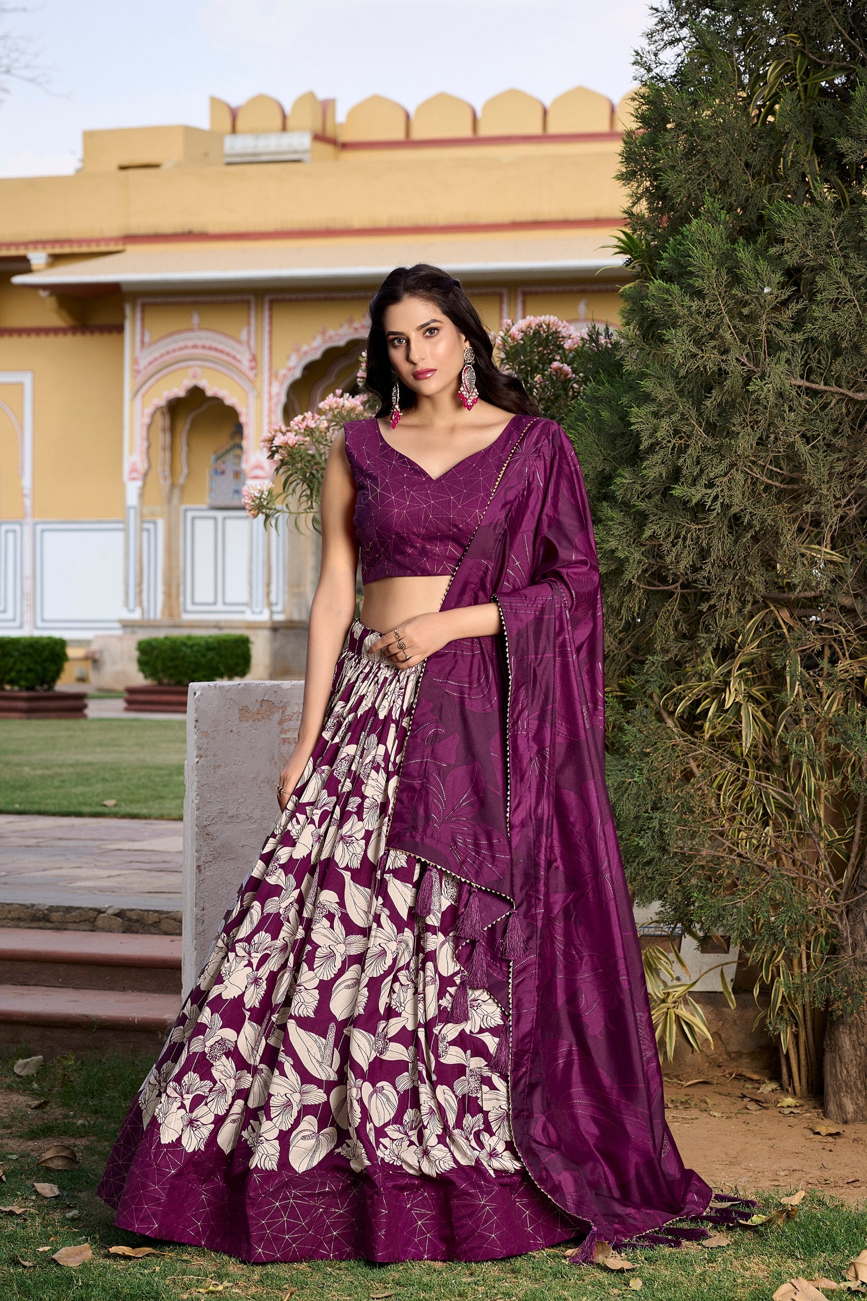 Floral Printed Partywear Lehenga Choli With Dupatta, Function Outfits