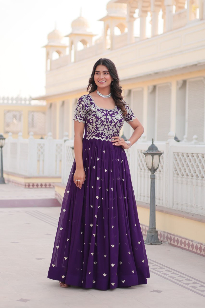 Purple Anarkali Gown for Wedding