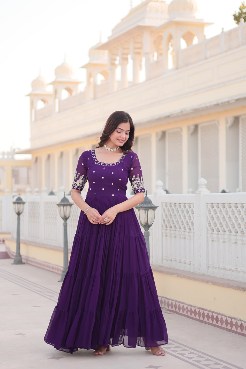 Zari, and Sequins Work Anarkali Suit