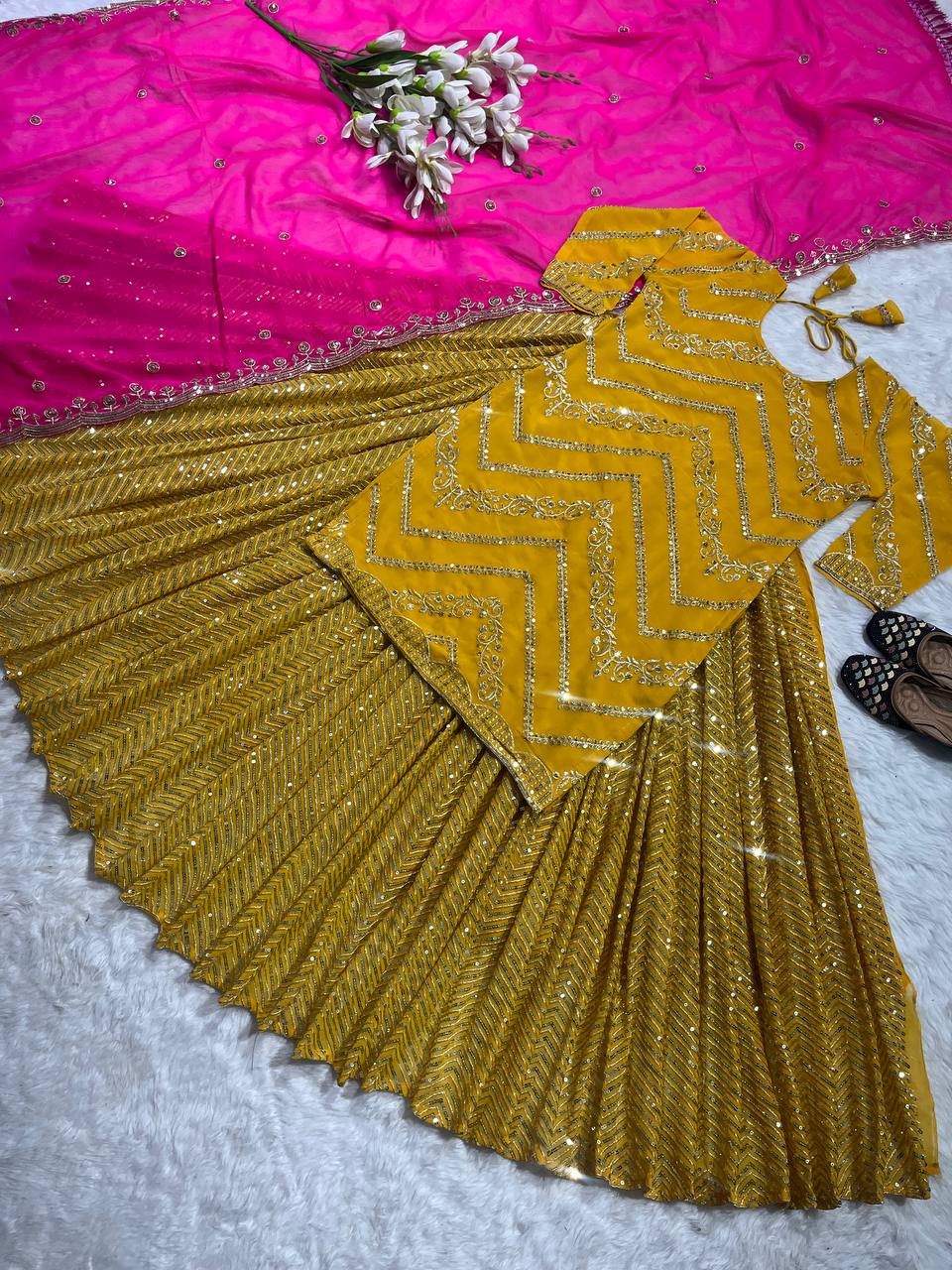 Yellow Wedding Suit with Lehenga for Women