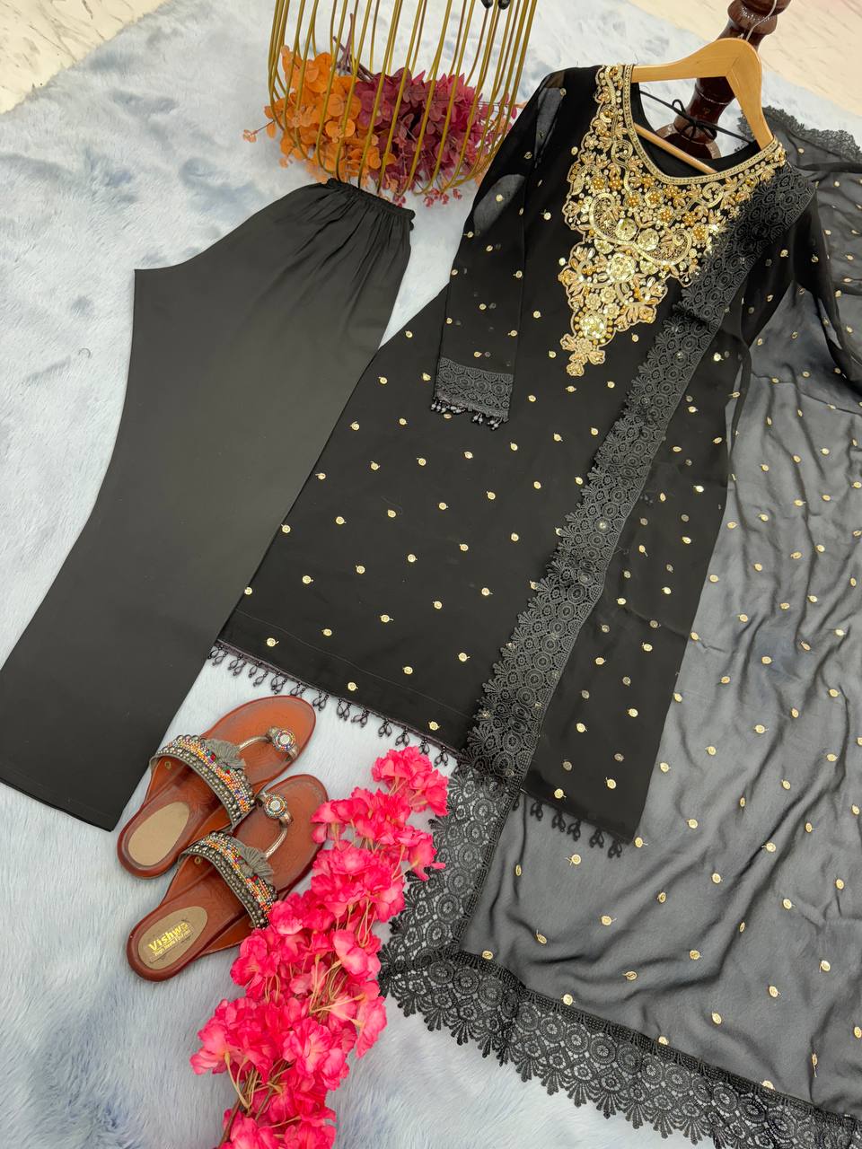 Black Heavy Faux Georgette Salwar Suit