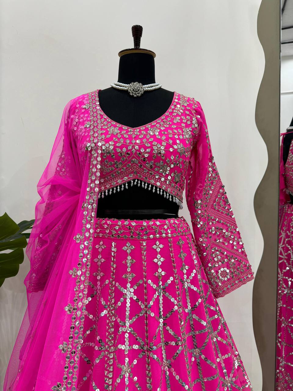 Pink Foux Georgette Lehenga Choli for Girl