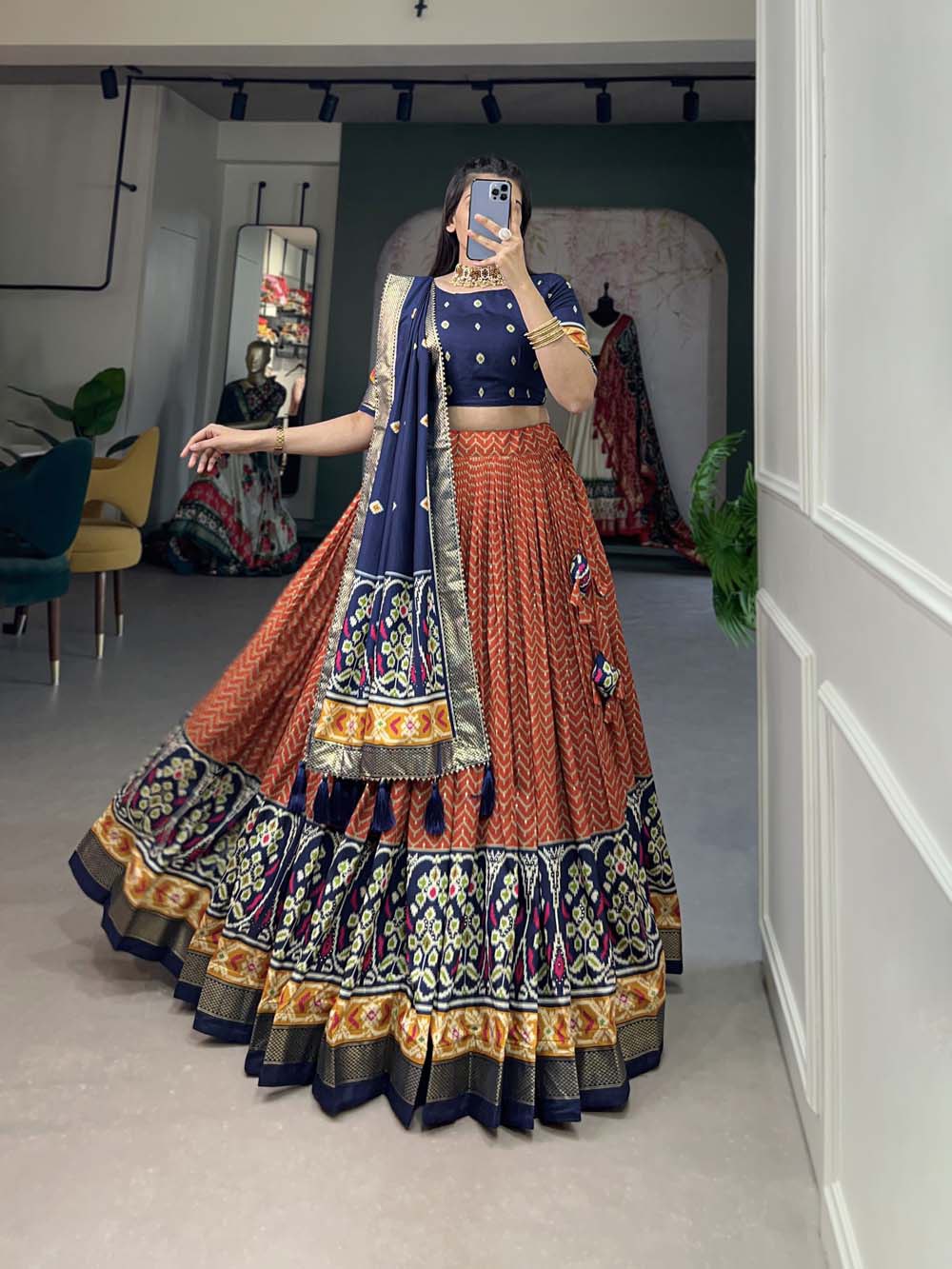 Tussar Silk Lehenga Choli for Navratri