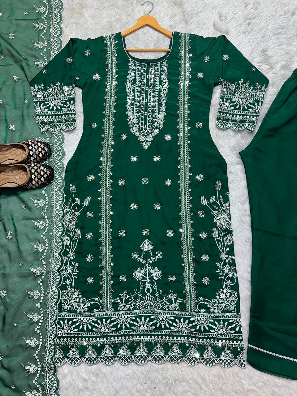 Pure Organza Salwar Kameez Embroidery work