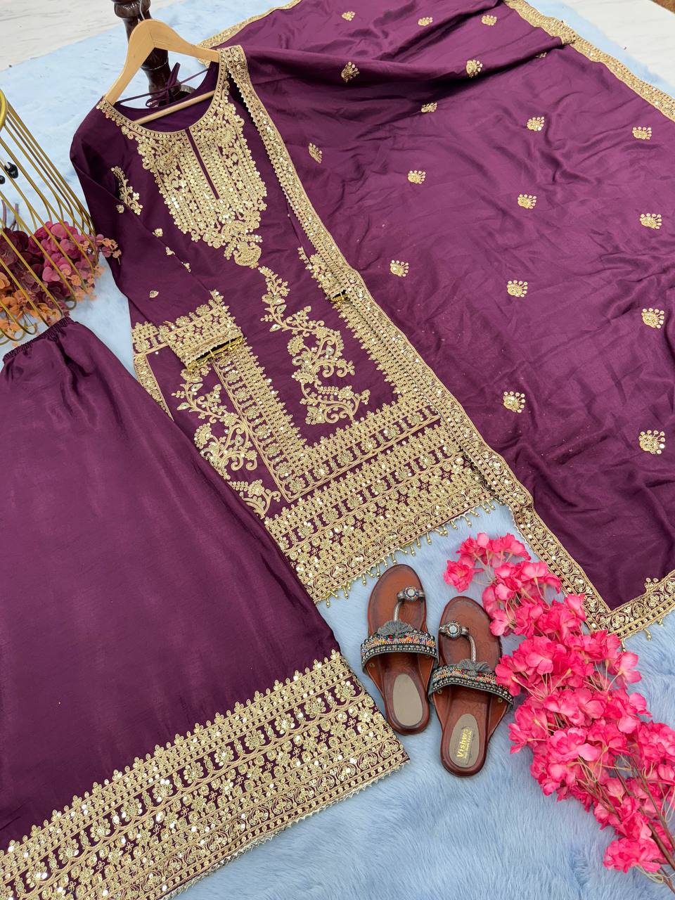 Designer Silk Embroidered Salwar Suit For Women