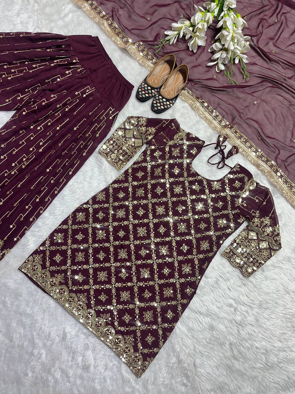 Georgette Top, Patiala Salwar Kameez, and Dupatta