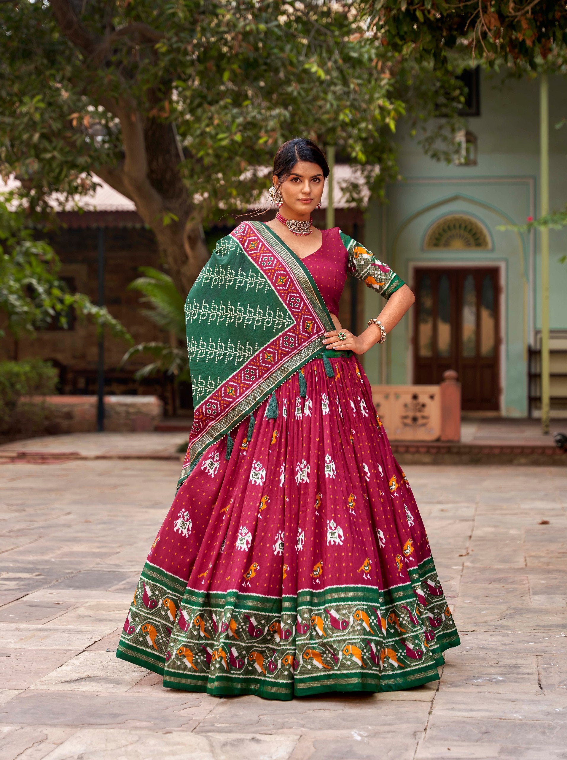 Readymade Silk Patola Work Lehenga Choli For Wedding