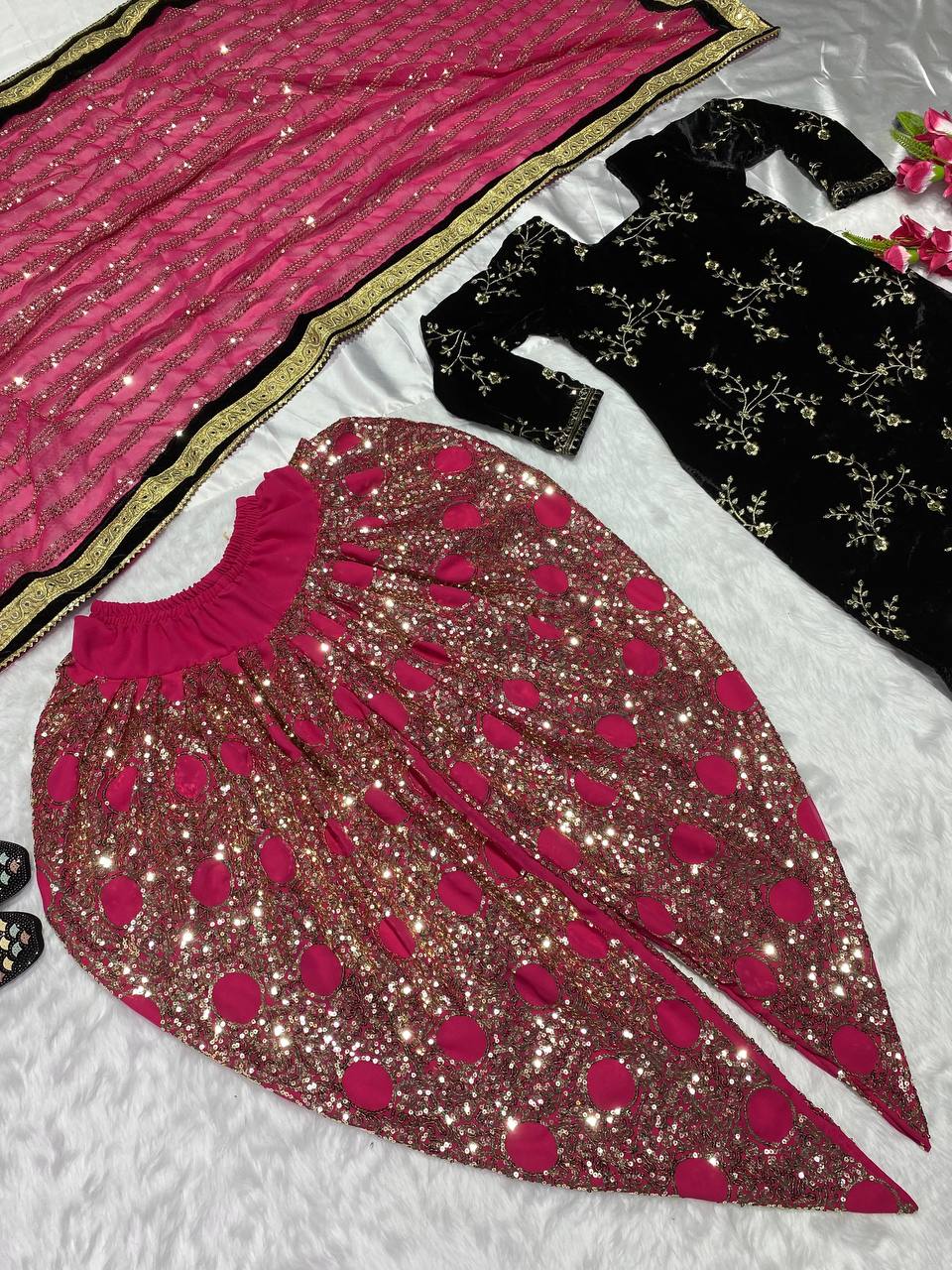 Luxury Viscose Velvet Festive Wear Punjabi Suit For Women