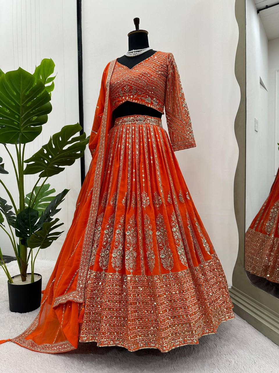 Faux Georgette Lehenga Choli for Wedding Outfit