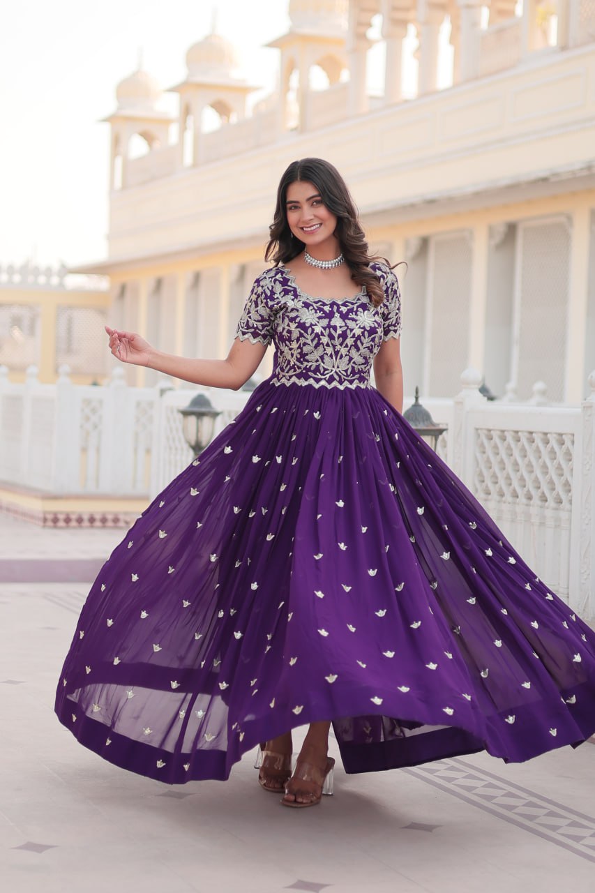 Purple Anarkali Gown for Wedding