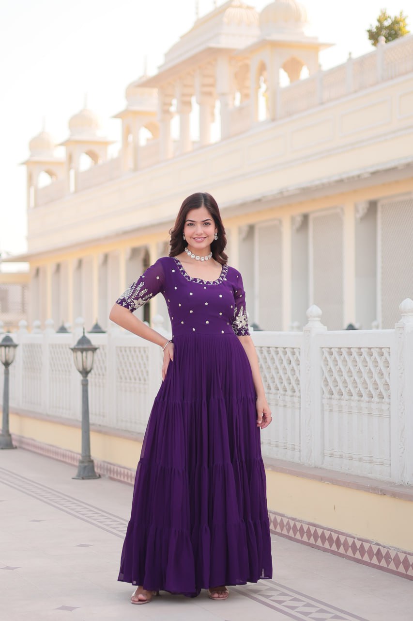 Zari, and Sequins Work Anarkali Suit